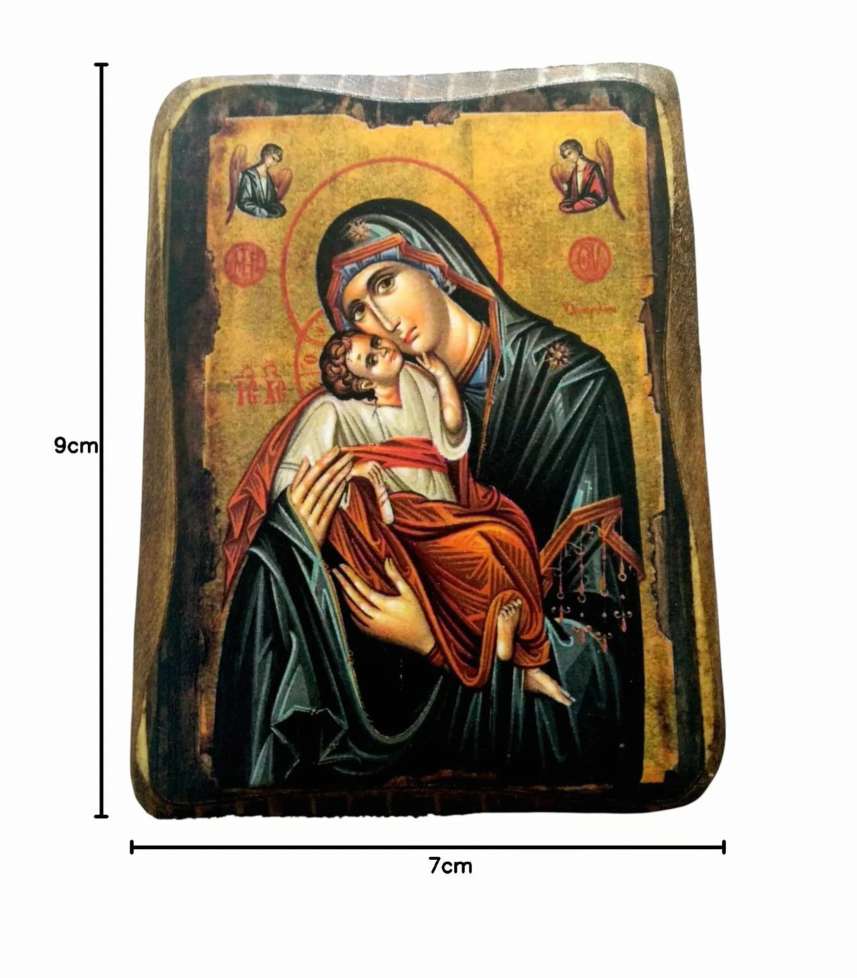 Icône en bois fait main Chrétienne orthodoxe grecque Jésus Christ Vierge Marie