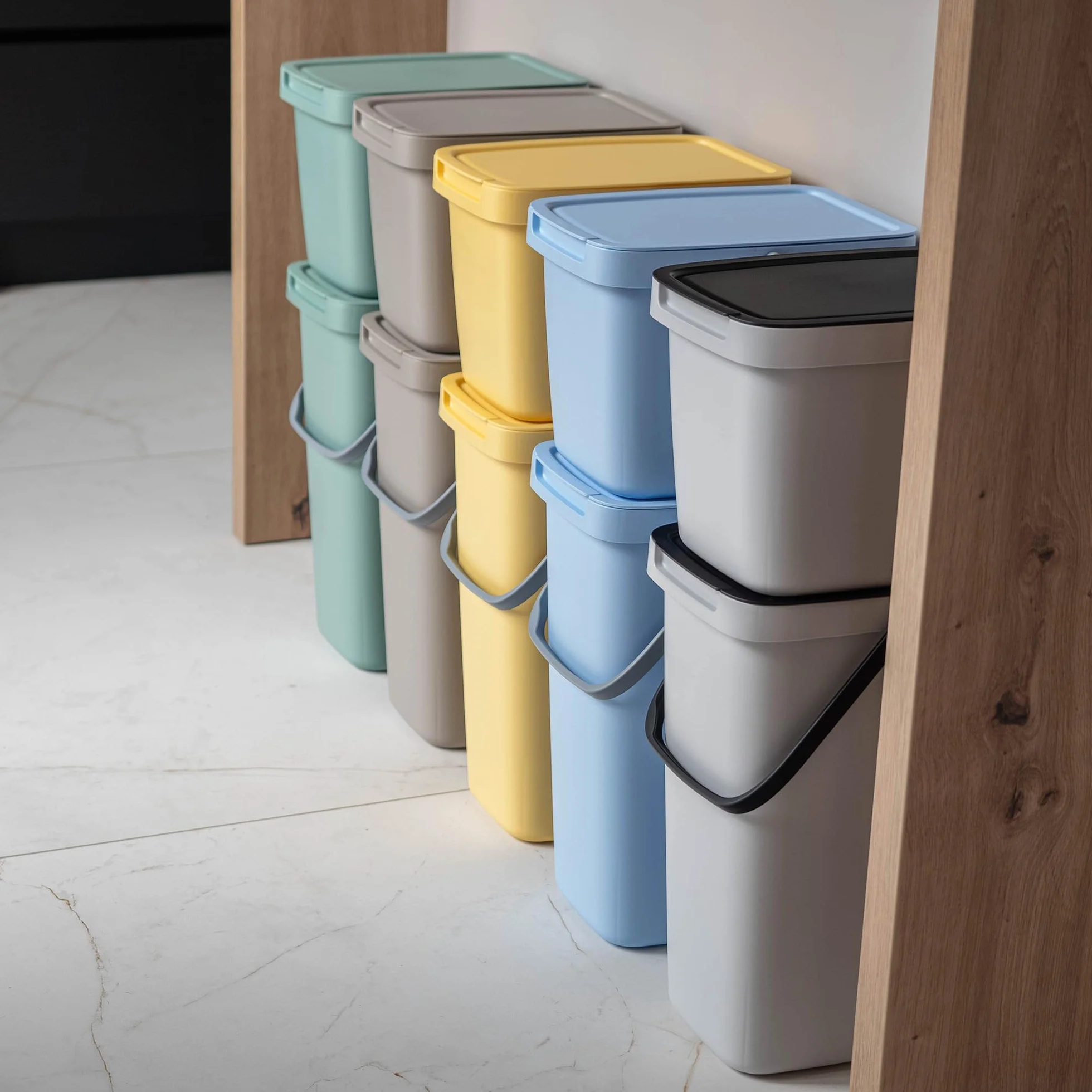 KADAX Poubelle 12 l Plastique rectangulaire avec Couvercle à charnière Vert