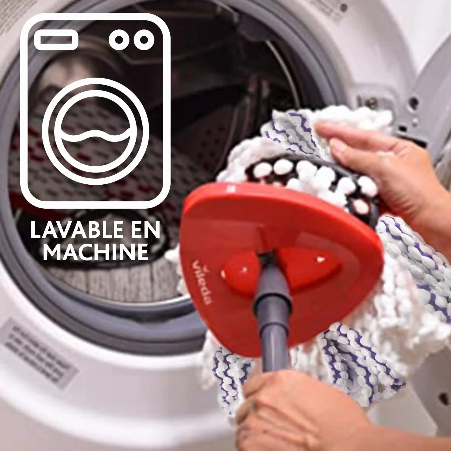 Vileda Recharge Serpillière Turbo 3en1 Microfibres Surfaces Texturisées Franges Surfaces Dures Compatible Systèmes Rotatifs Seau Essoreur