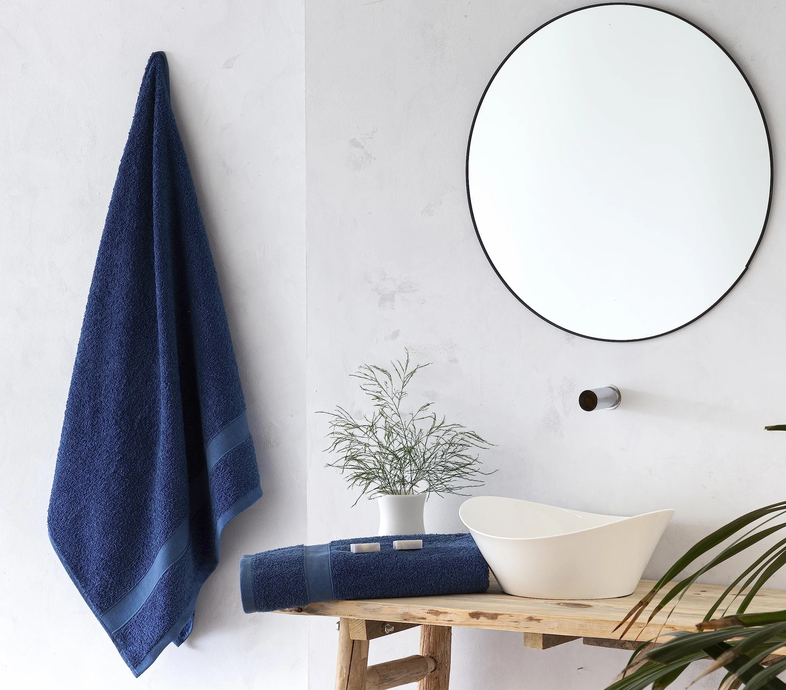 Todocama Lot de 2 Grands Serviettes de Bain 100% Coton 550 g/m² 100 x 150 cm Bleu Marine