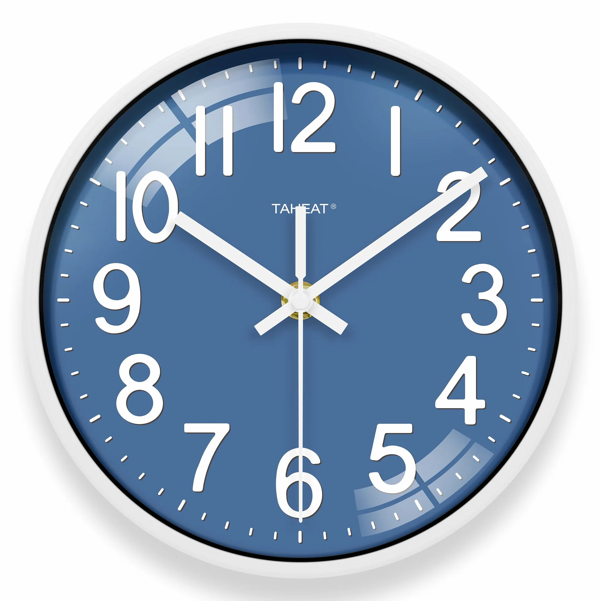 TAHEAT Horloge Murale Bleue 20 cm, Horloge à Quartz Silencieuse, Décoration Moderne