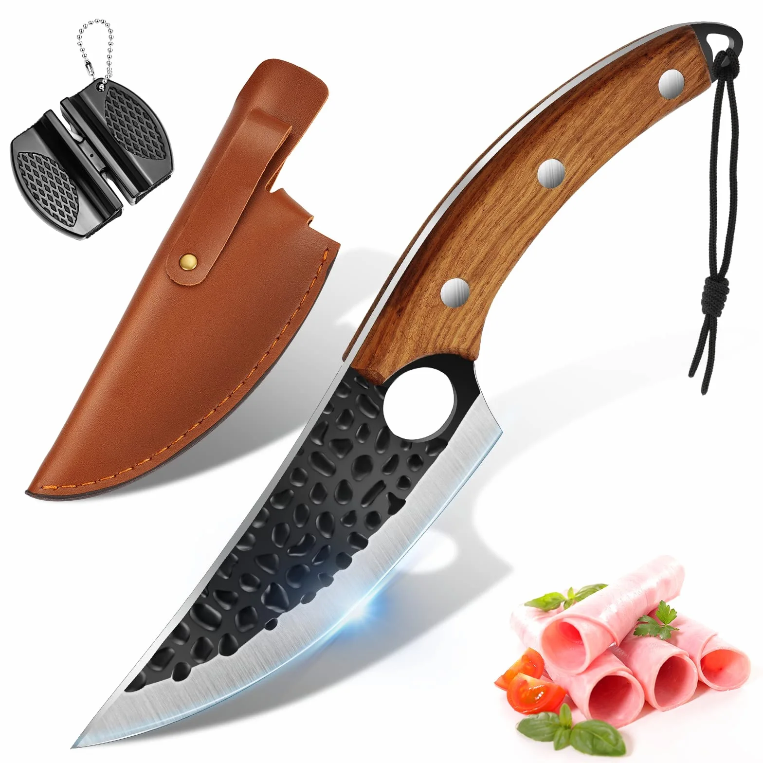 OOKUU Couteau de Chef Japonais Full Tang Forgé avec Aiguiseur