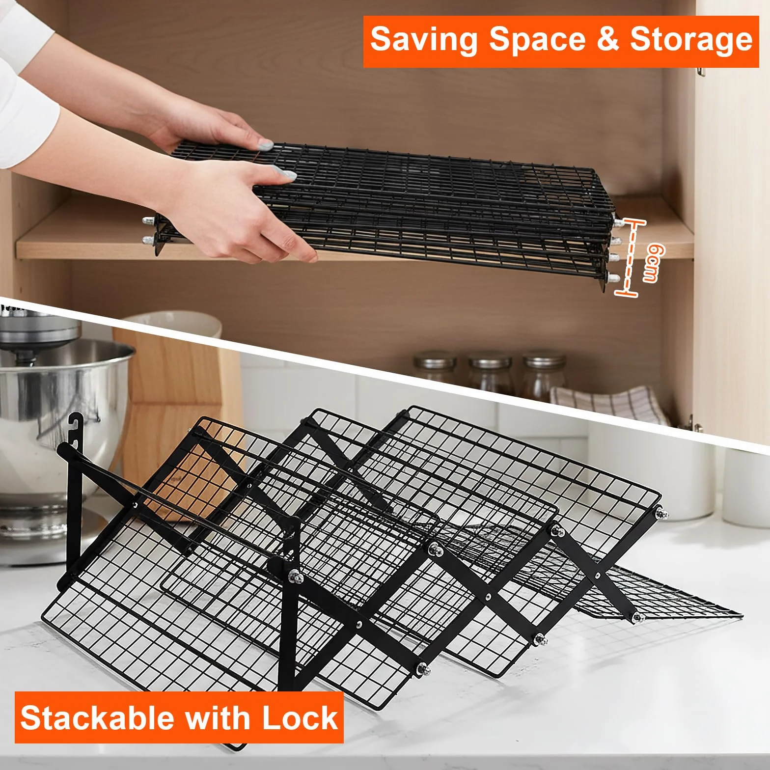 Grille de Refroidissement Pâtisserie Pliable 4 Niveaux Antiadhésif 43 x 24,5 cm