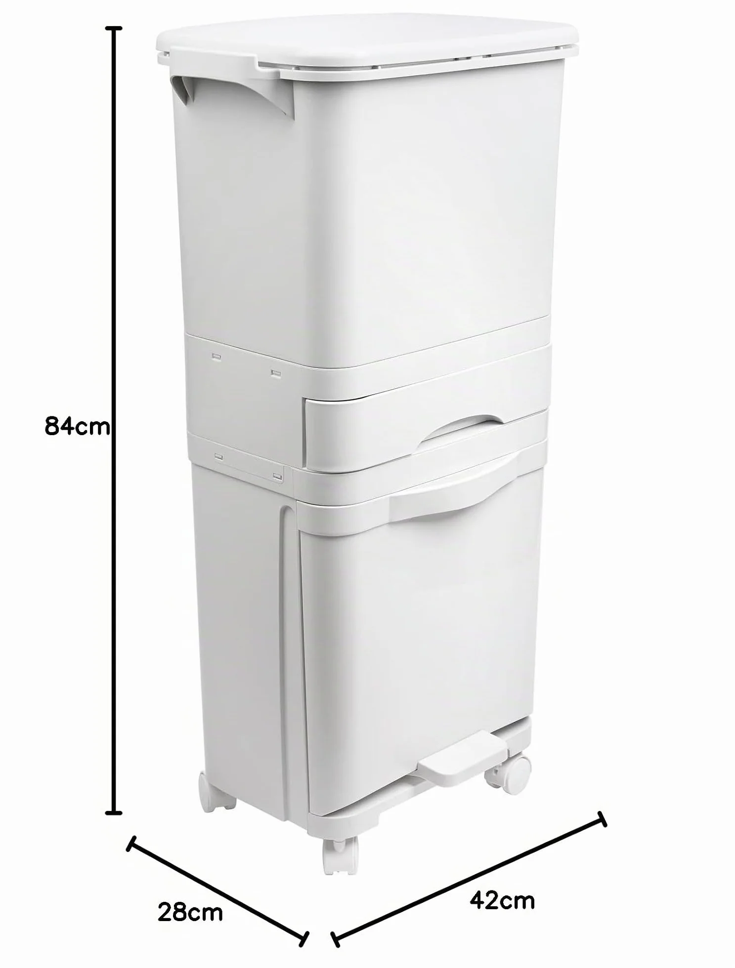 Poubelle de recyclage à tri sélectif 42 L triple compartiment avec pédale roulettes poignée