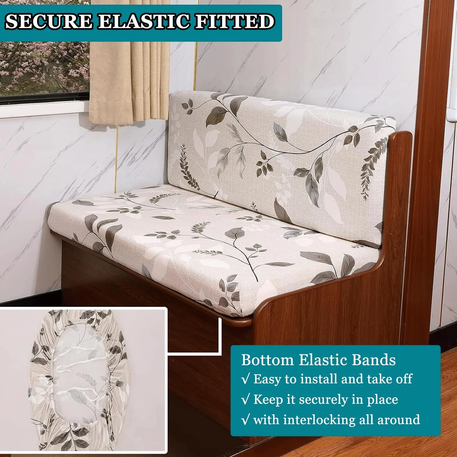 Housse De Coussin pour Dinette RV Anti Slip Sofa Cushion Housse De Banquette(Color:#1)