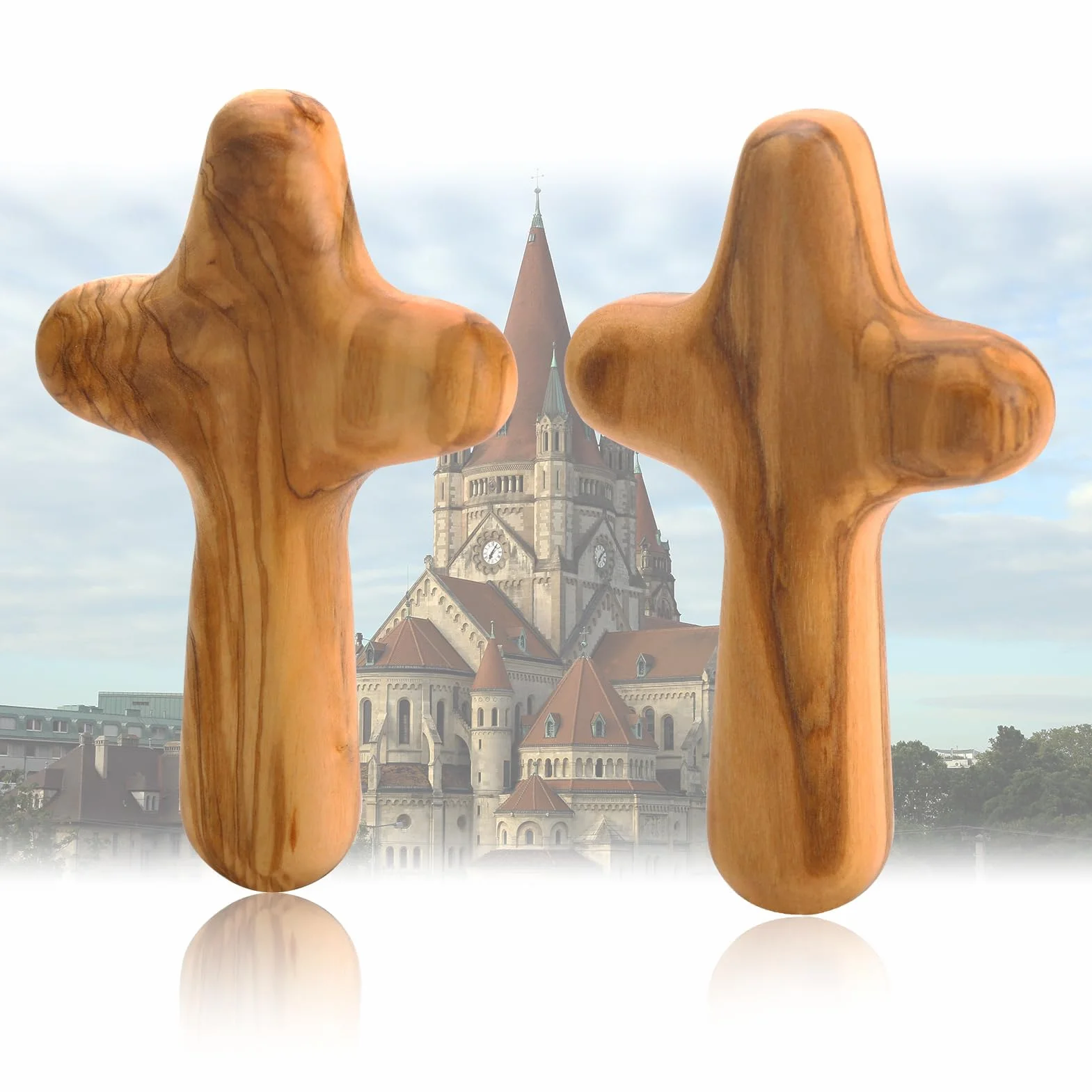 Croix en Bois d'olivier 10cm Lot de 2 Naturel Prière Méditation