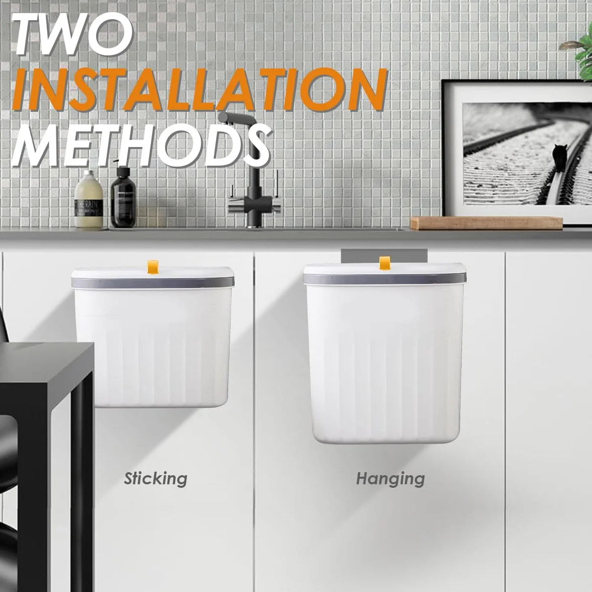 JUVEL Poubelle de cuisine suspendue 18 litres Polypropylène TPE anti-odeurs