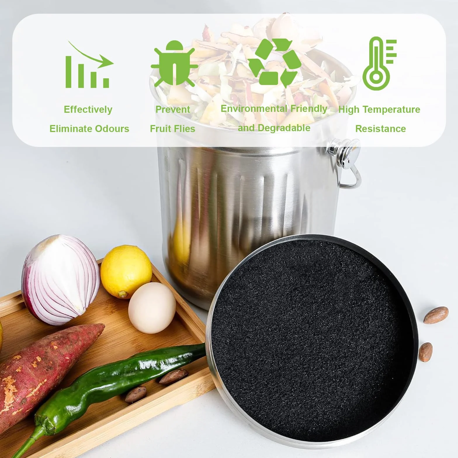 Filtres Compost Ronds à Charbon Actif Anti-Odeur 17 cm Lot de 4 Pièces