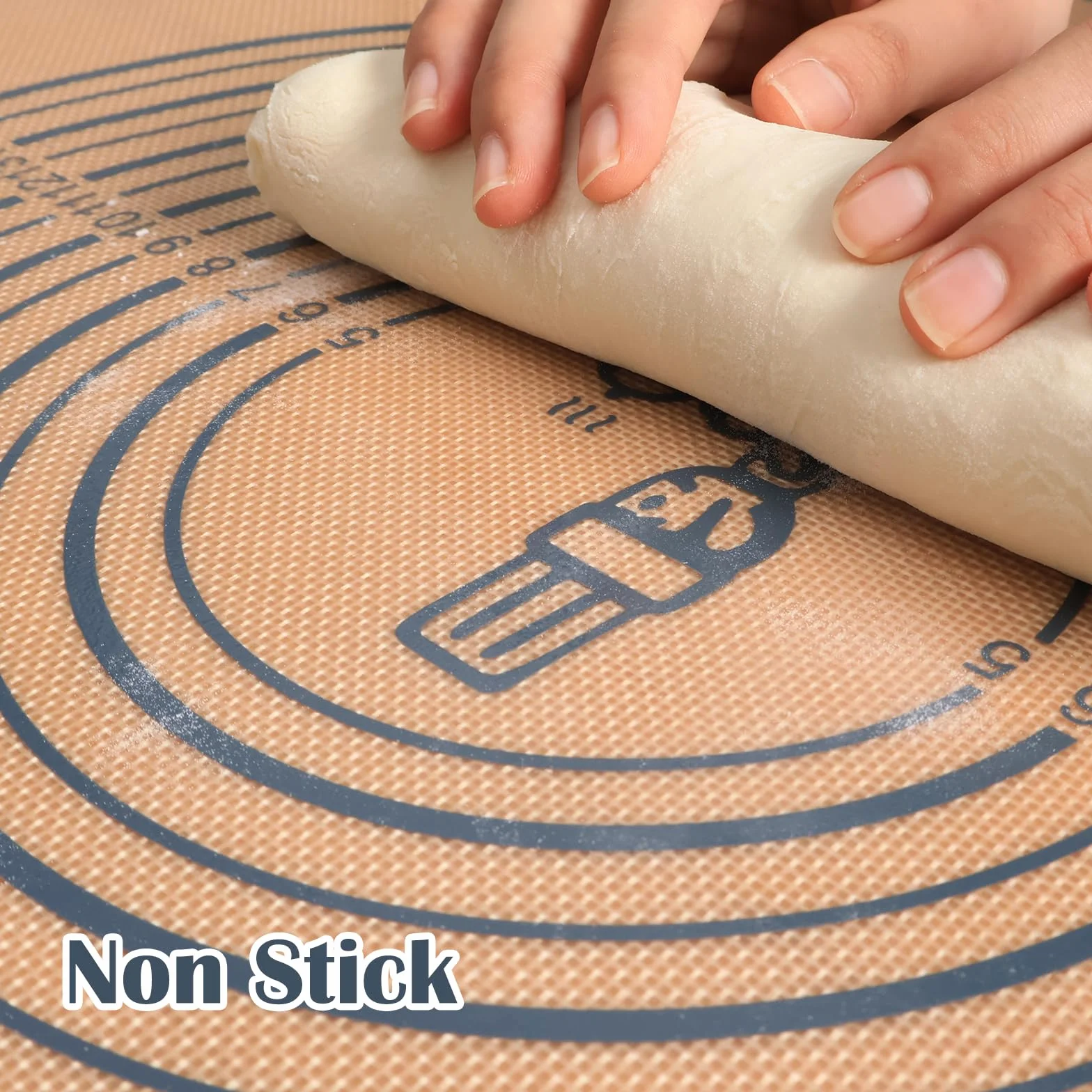 Tapis à Pâtisserie en Silicone Antidérapant 71×51cm avec Grattoir à Pâte Gris