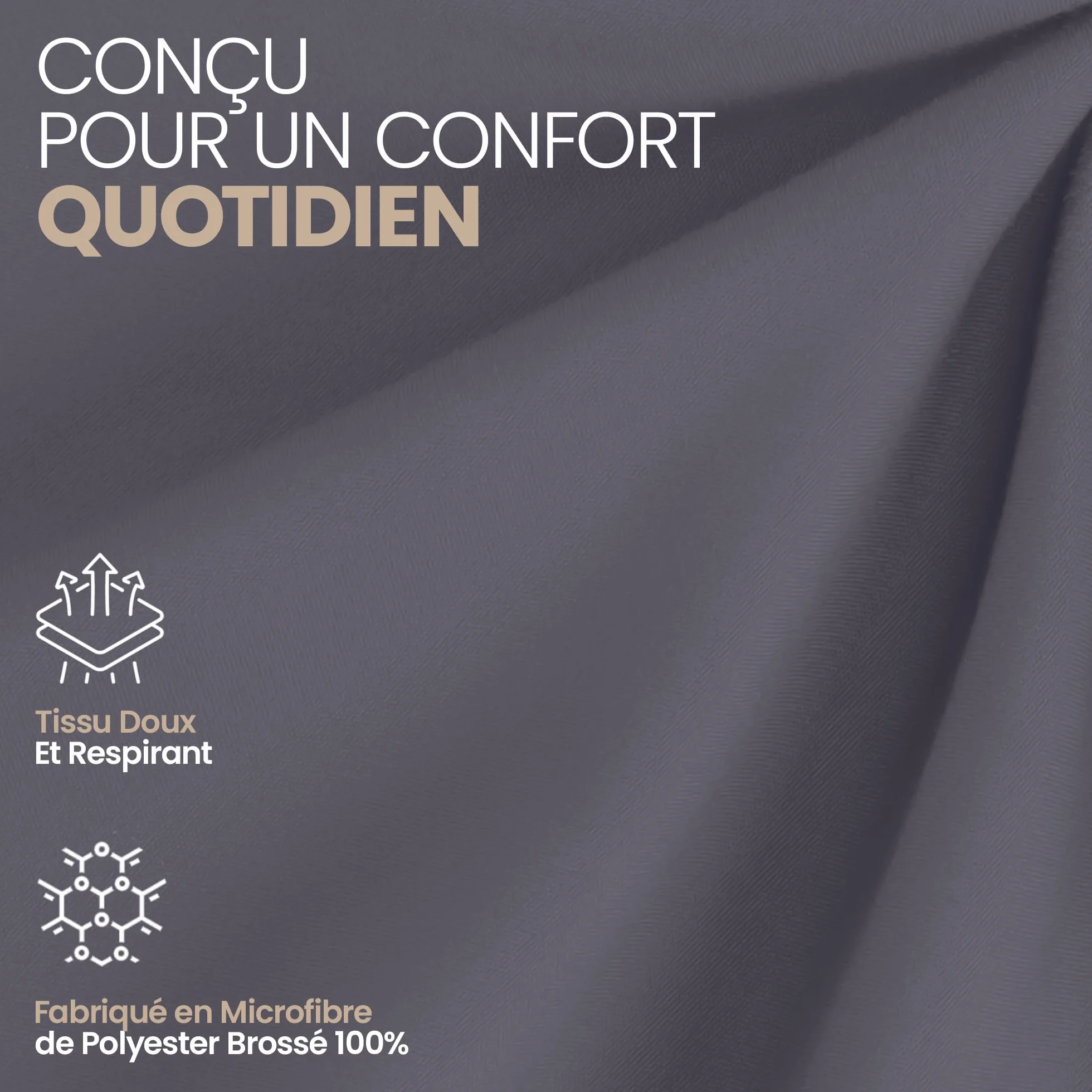 Utopia Bedding Drap Housse Lot de 2 160x200 cm Gris Microfibre brossée Oeko-Tex