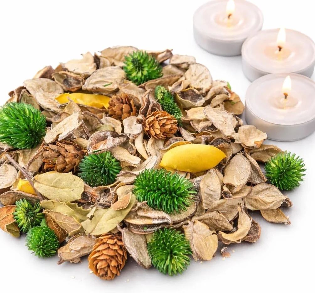 Coffret de Pot-pourri parfumé WALWI Bois de Santal & Patchouli 3 Bougies Chauffe-Plat