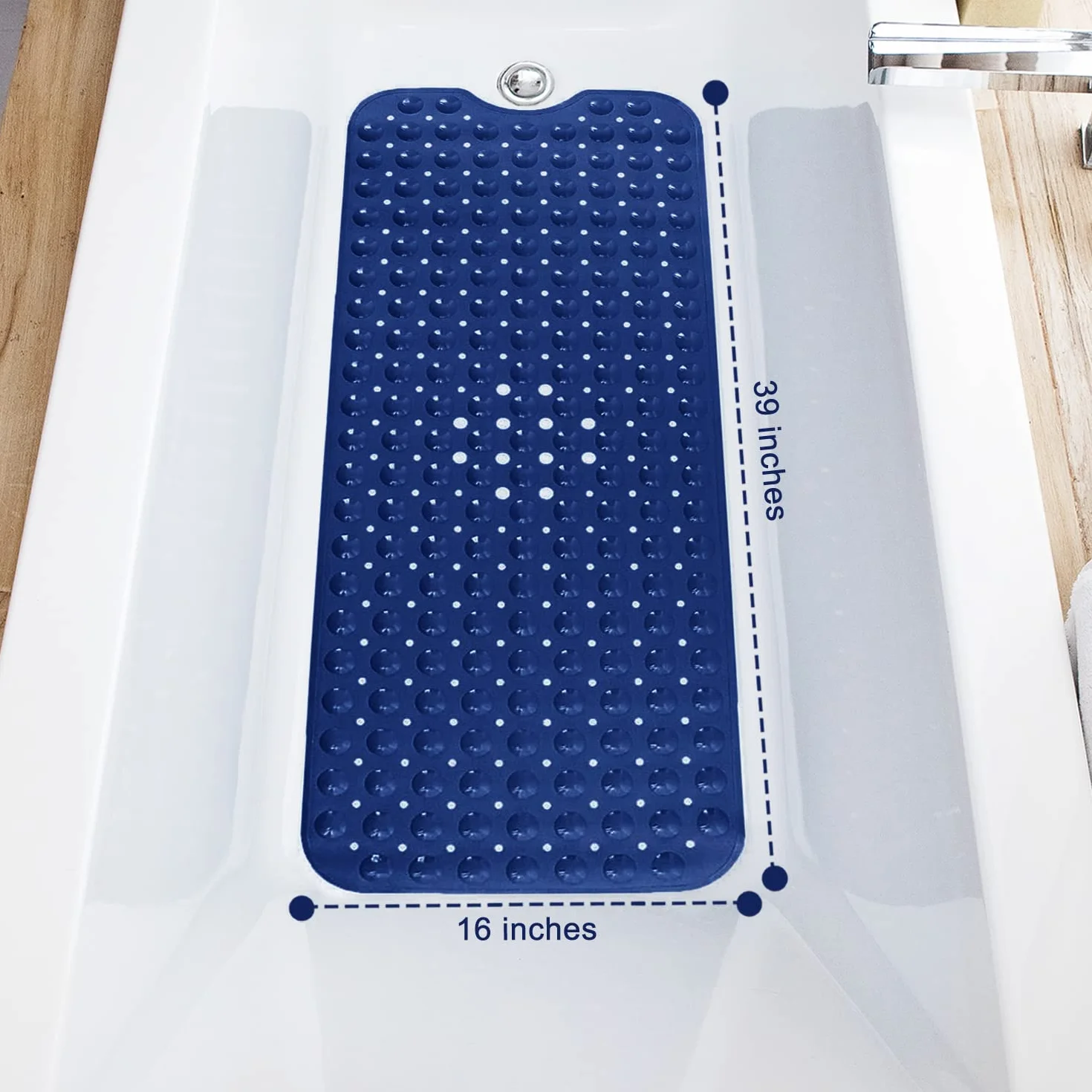 Tapis de bain antidérapant extra long 99 x 40,6 cm lavable en machine bleu marine