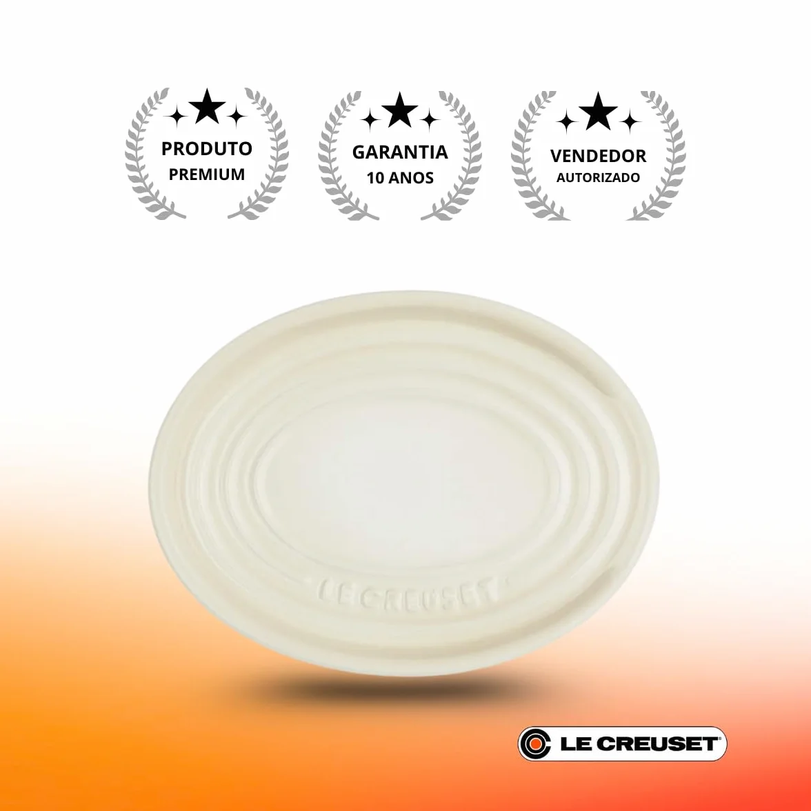Le Creuset Repose-cuillère oval en céramique Meringue