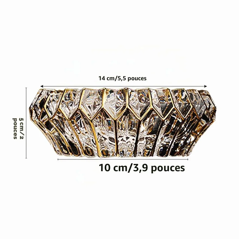 Bol décoratif en cristal doré peint à la main 14 cm
