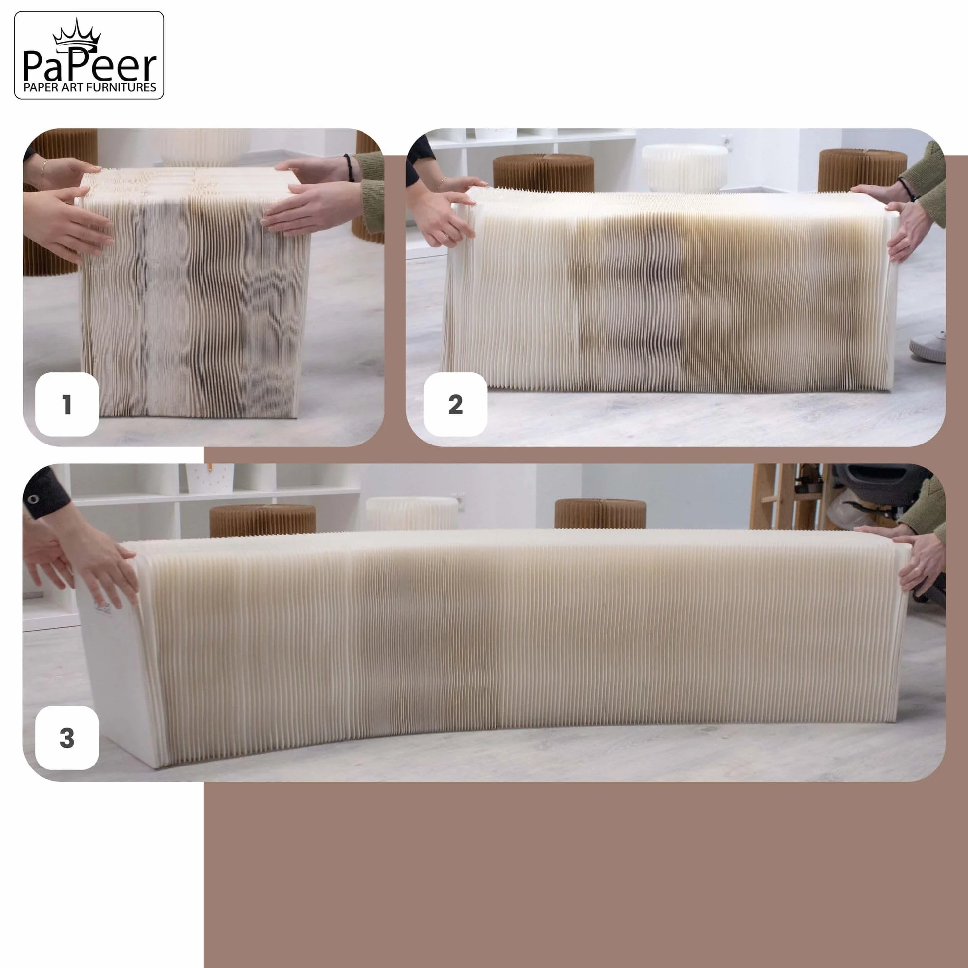 Banc Pliable en Papier Blanc 200cm 30cm