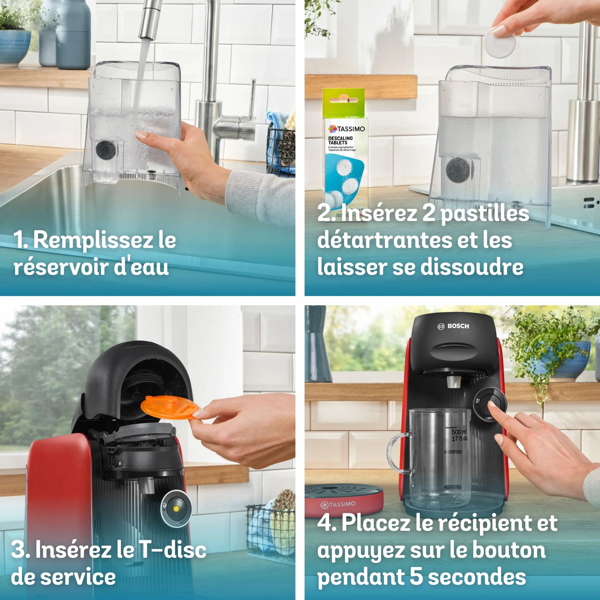 Bosch Tassimo Finesse TAS163E Machine à café multi-boissons, 70 boissons chaudes, IntensityBoost, cafétière à dosettes, rouge