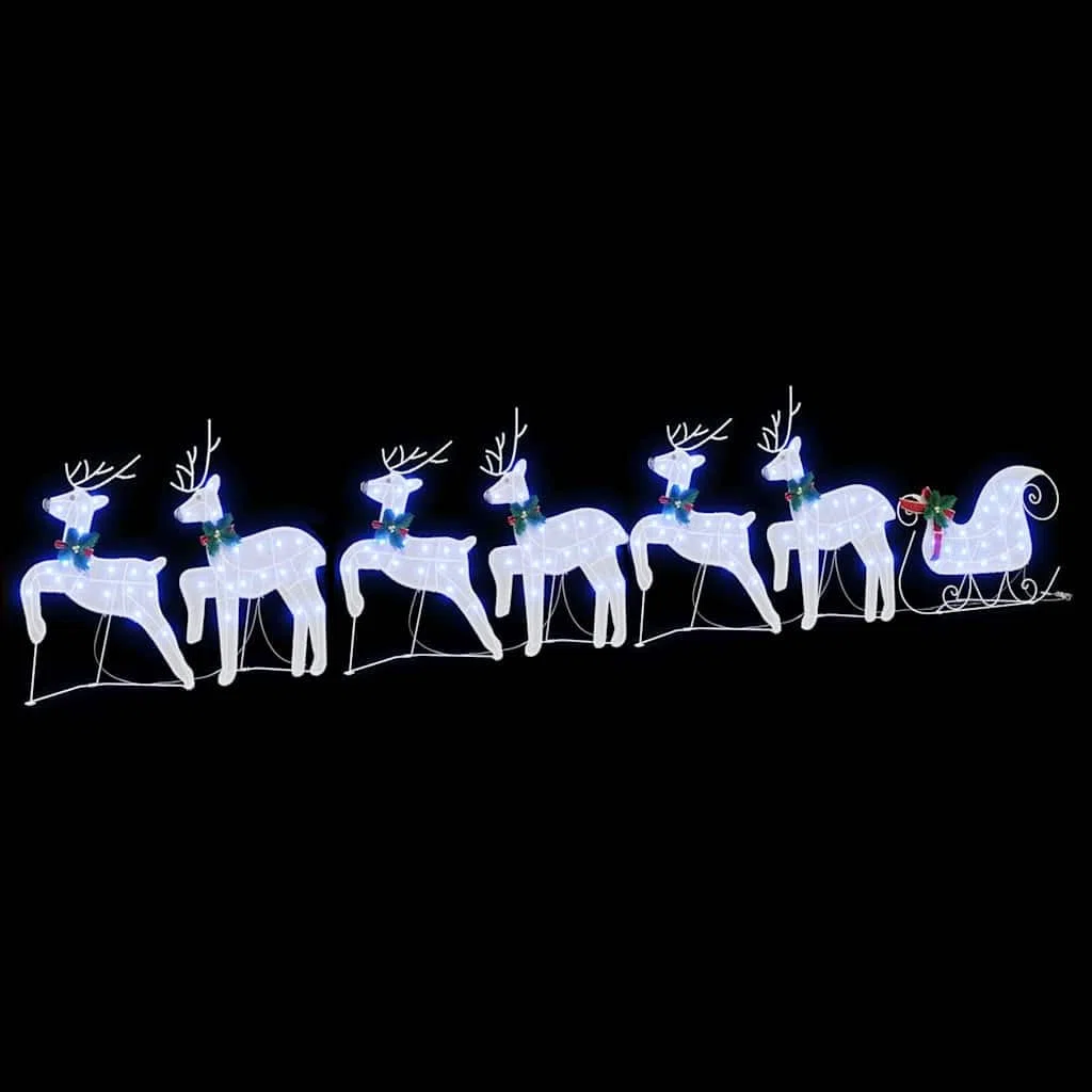 Rennes LED 7 pièces en Tissu Blanc pour décoration de Noël intérieur extérieur avec éclairage USB Style Art Déco, Dimensions 43 x 18 x 66 cm, Ambiance Festive