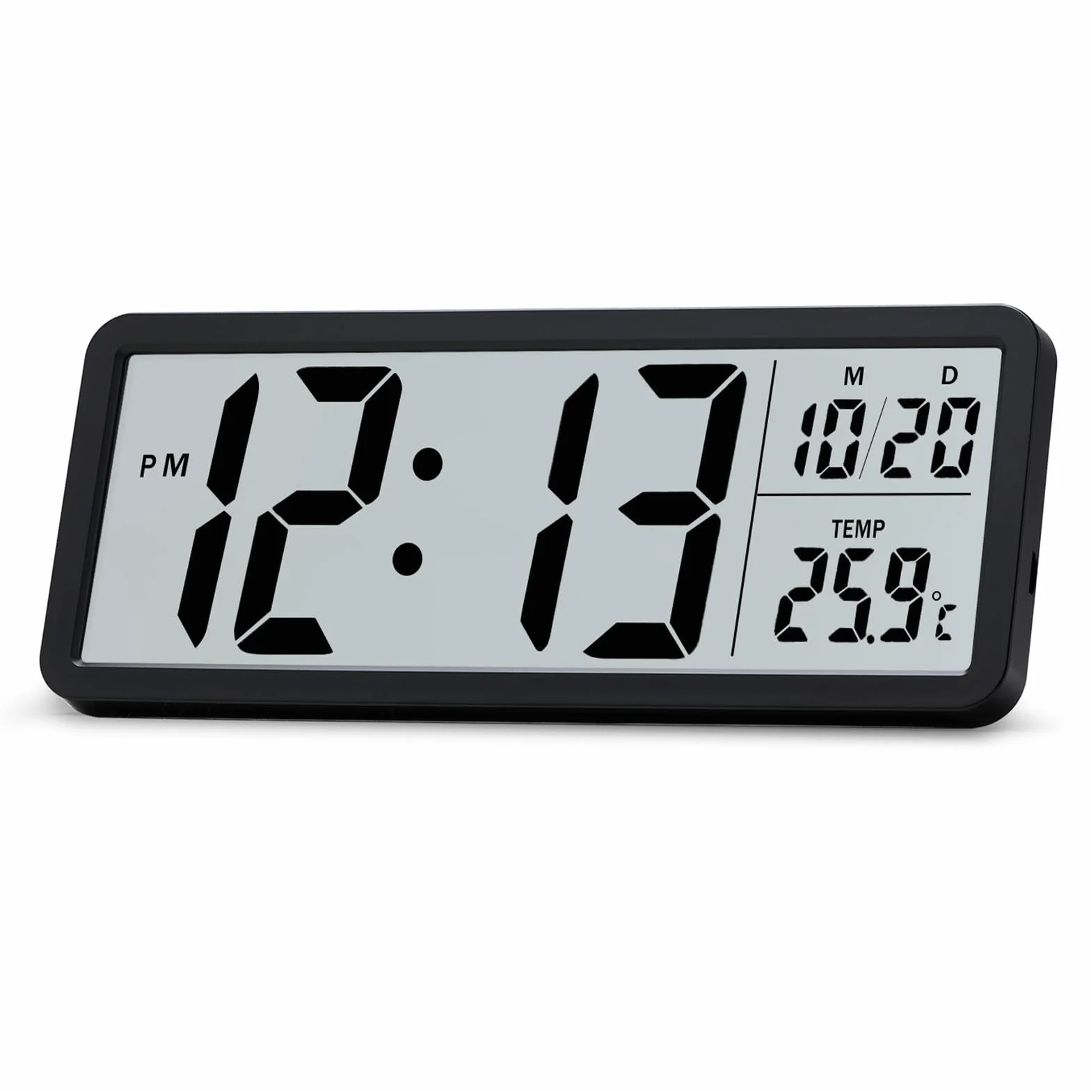Lafocuse Horloge Murale Numérique 8.5" LCD Grande Chiffre avec Température Date 12/24H Noir