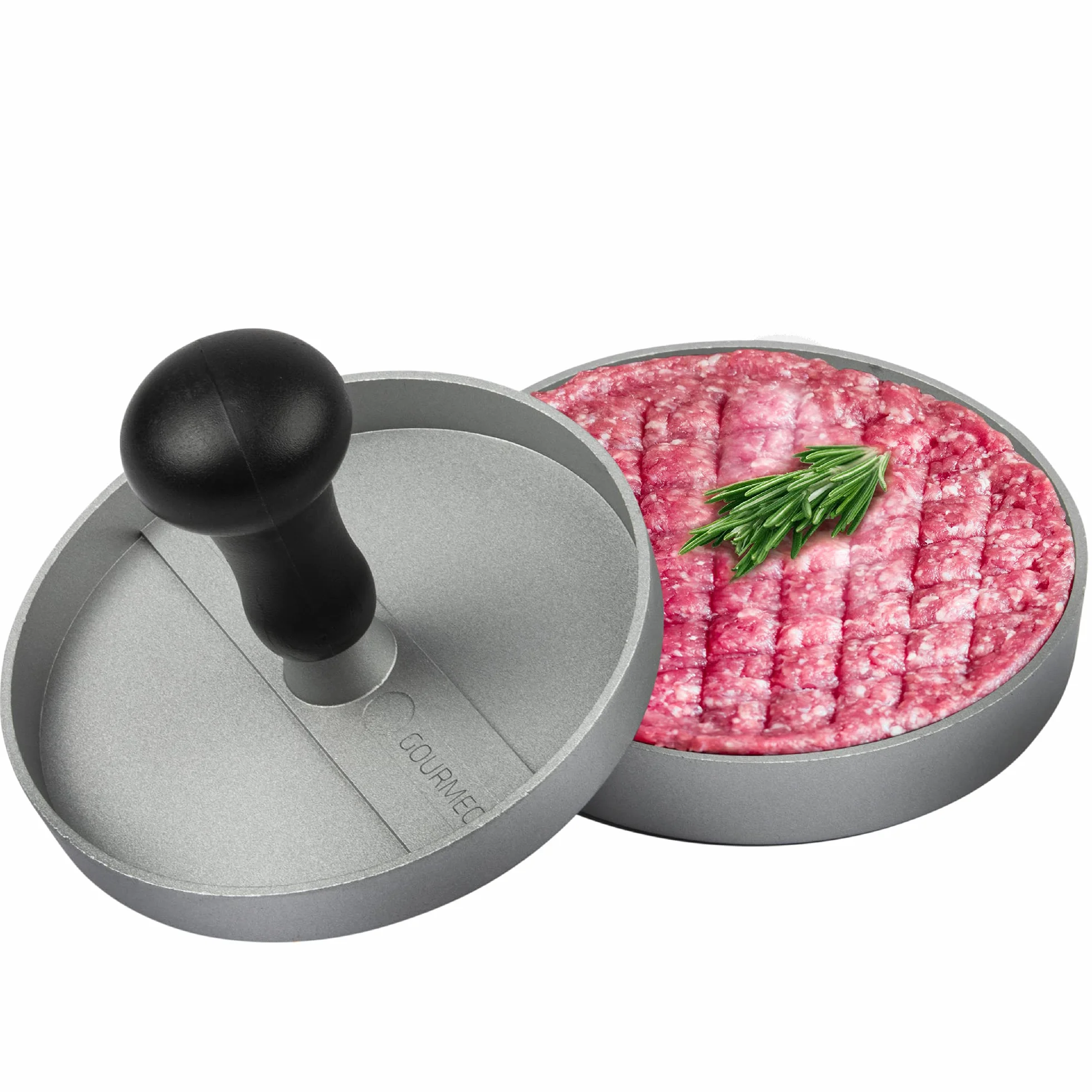 Presse à burger premium en fonte d'aluminium avec revêtement antiadhésif + 30 feuilles - Garantie 2 ans
