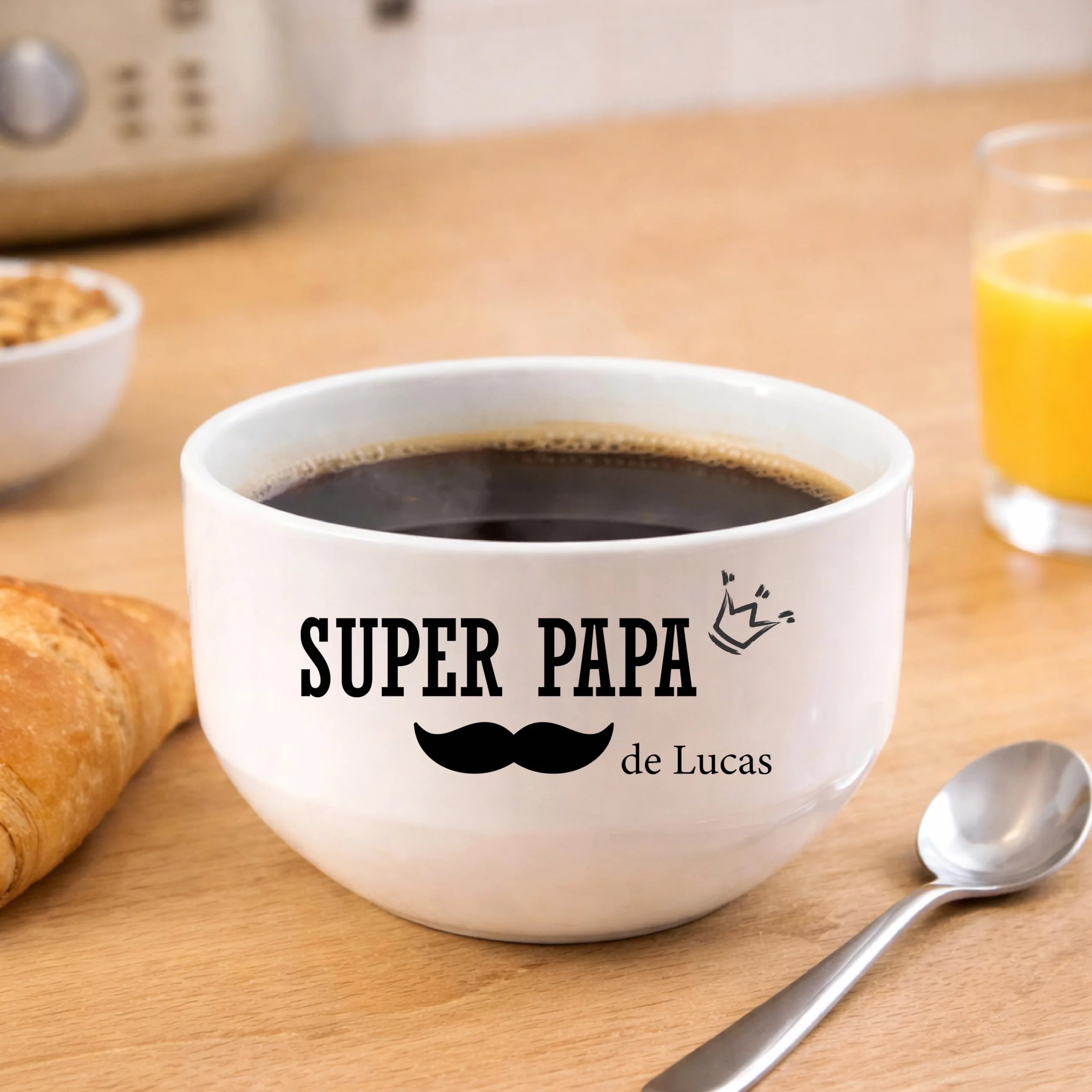 Bol Super Papa Personnalisé 600 ml – Bol avec Prénom Enfant – Céramique – Cadeau Fête des Pères Original