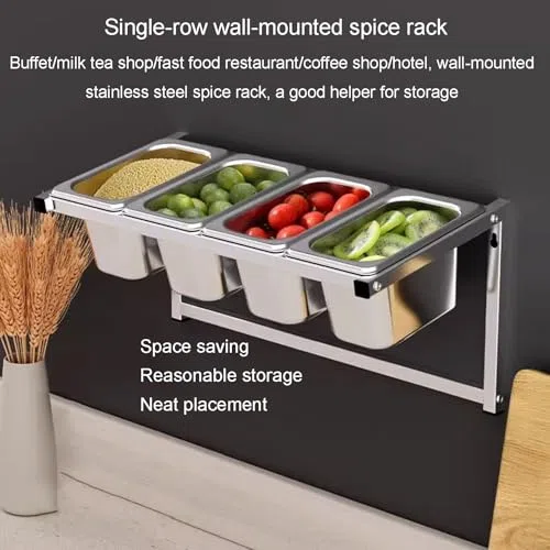 Étagère à épices murale à 6 grilles pour condiments, buffet de cuisine, récipient d'assaisonnement pour sauces, distributeur de nourriture