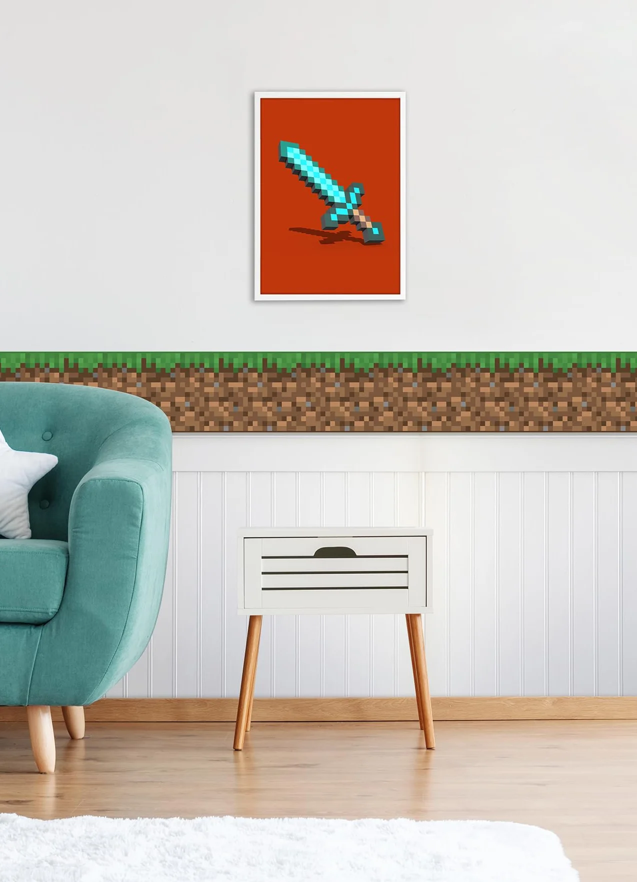 RoomMates Minecraft Iconic Grass Frise de papier peint autocollant