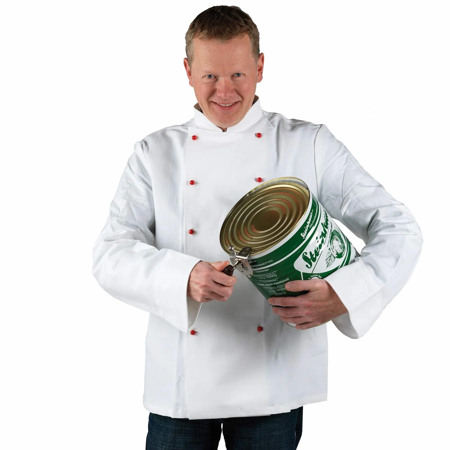 Westmark Ouvre-boîtes Professionnel Acier Bois pour Boîtes de Conserves Taille Gastronomique Gris et Marron Foncé