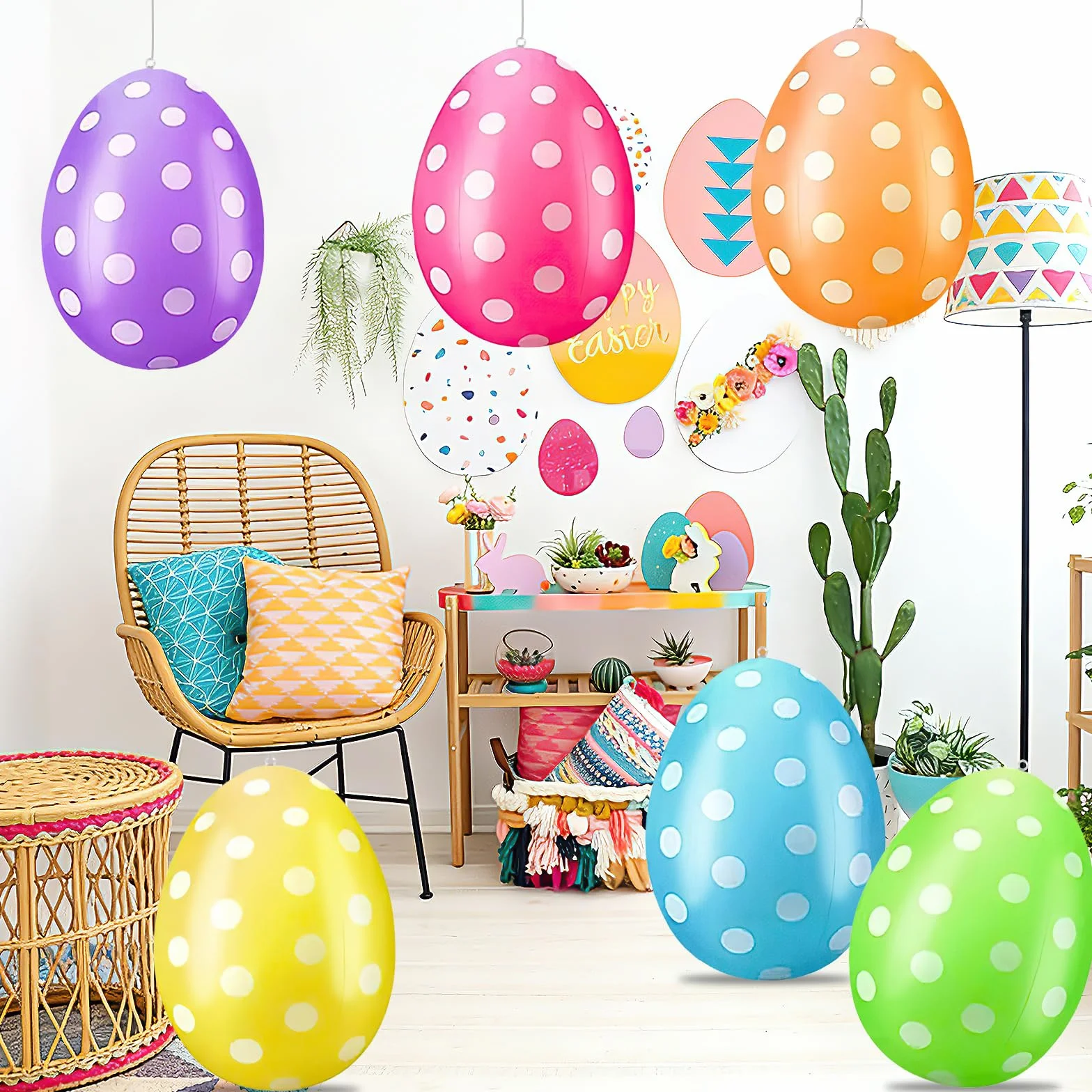 Oeufs de Pâques Gonflables 40 cm Décorations Géants pour Jardin Pelouse