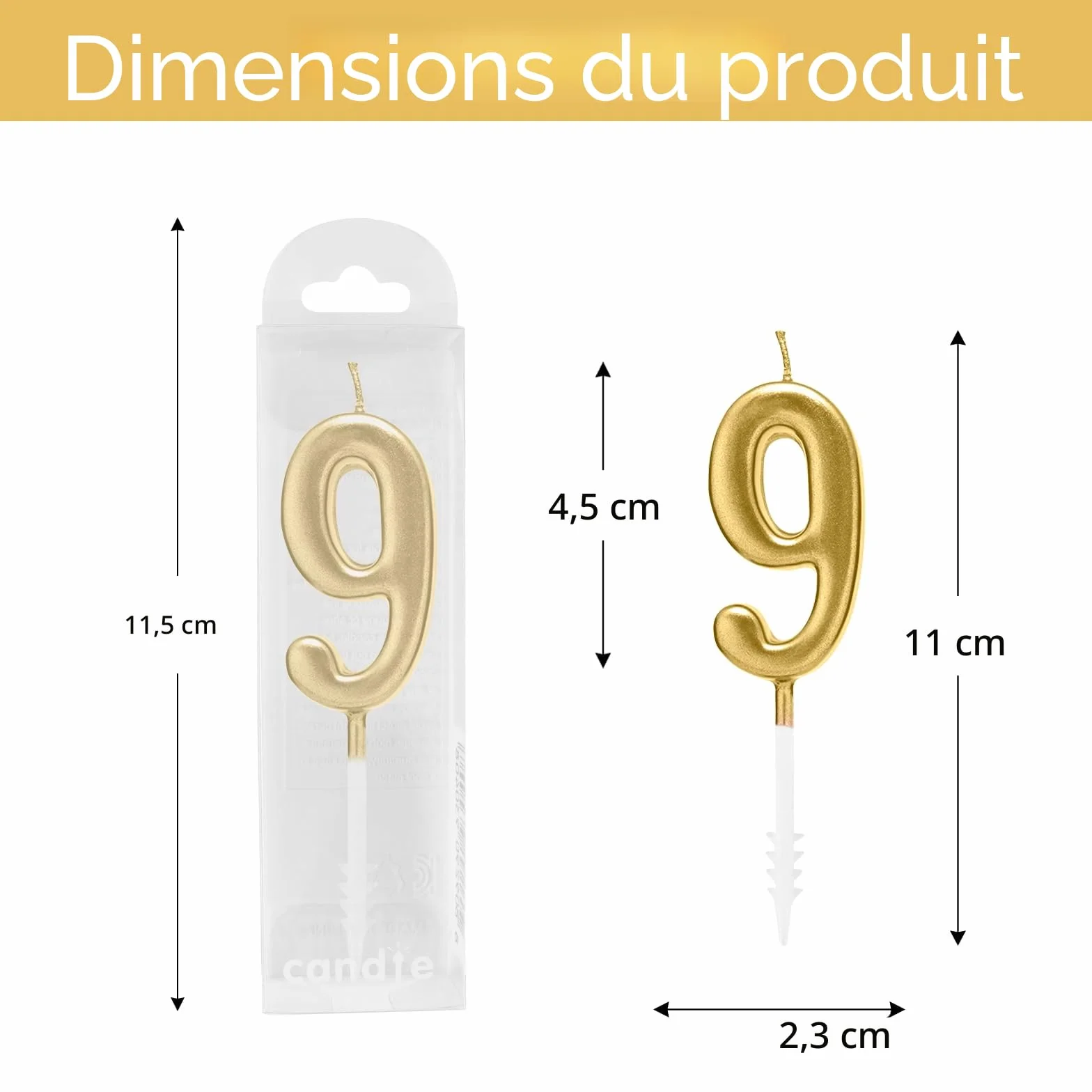 Lot de 10 bougies d'anniversaire à chiffres 0-9 paillettes or champagne pour gâteau