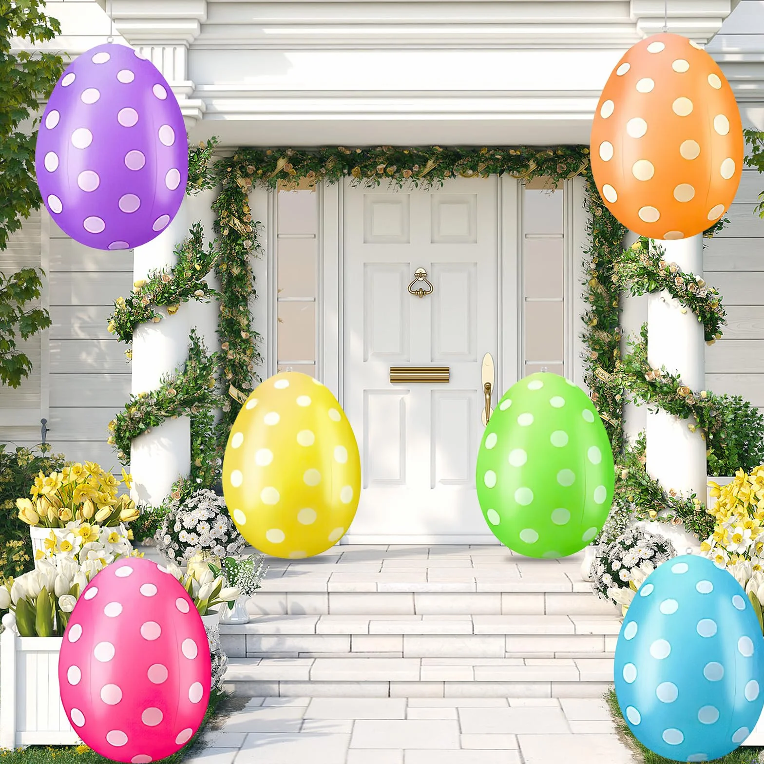 Oeufs de Pâques Gonflables 40 cm Décorations Géants pour Jardin Pelouse