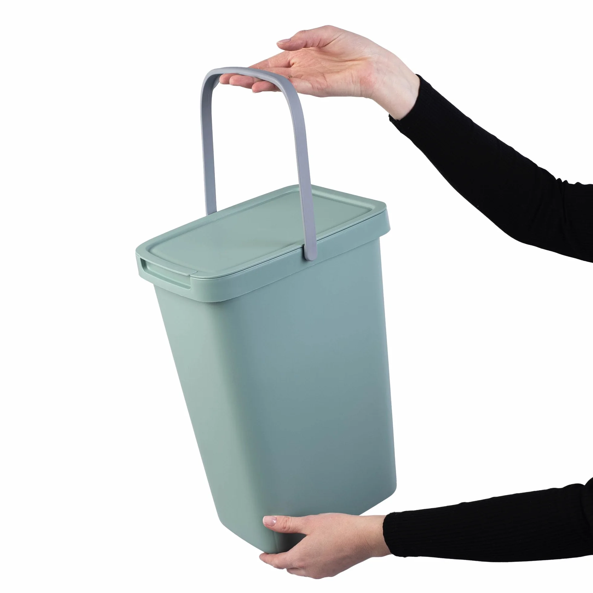 KADAX Poubelle 12 l Plastique rectangulaire avec Couvercle à charnière Vert