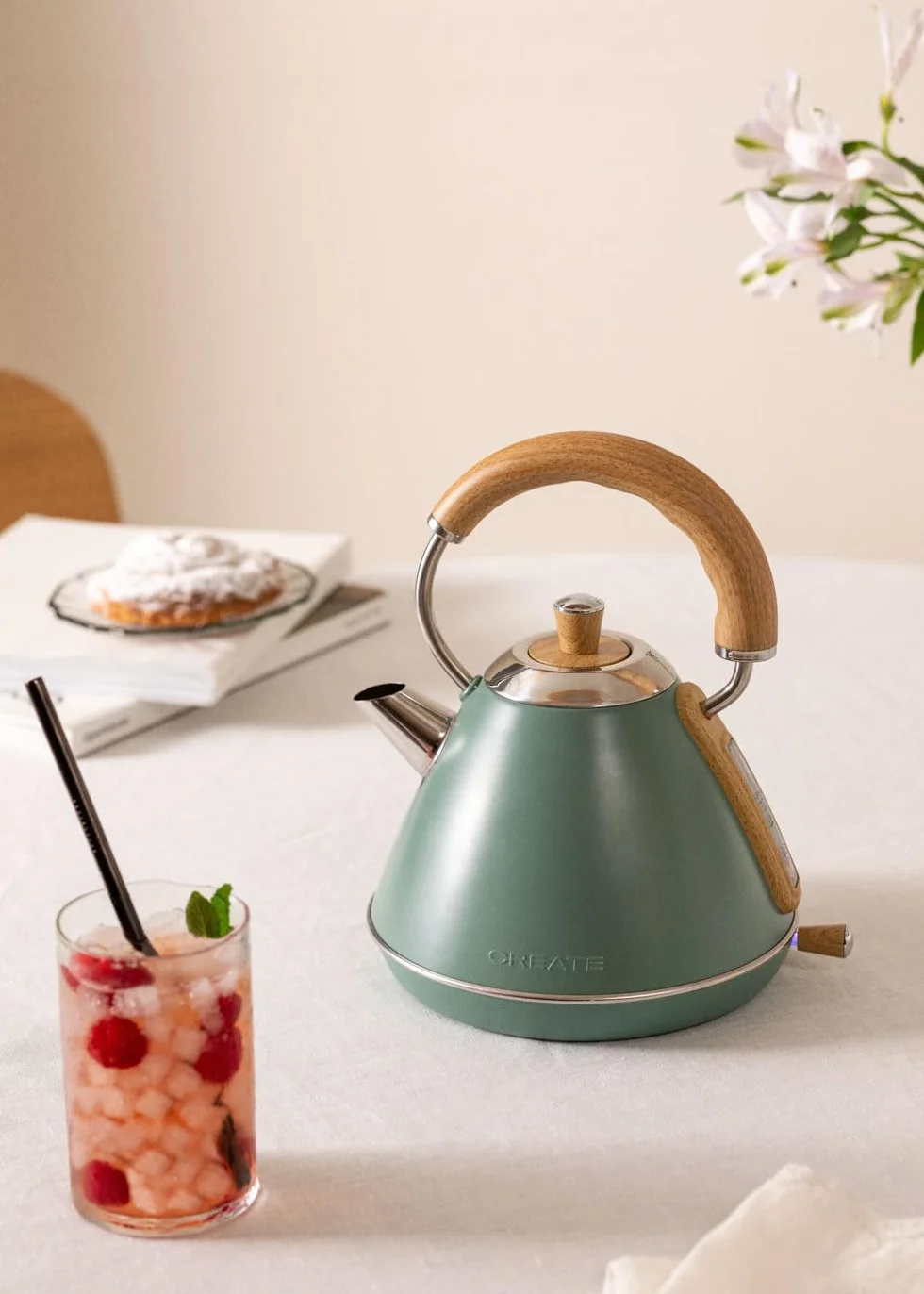 Bouilloire électrique Vert sauge 1l 1200 W arrêt automatique filtre anti-calcaire