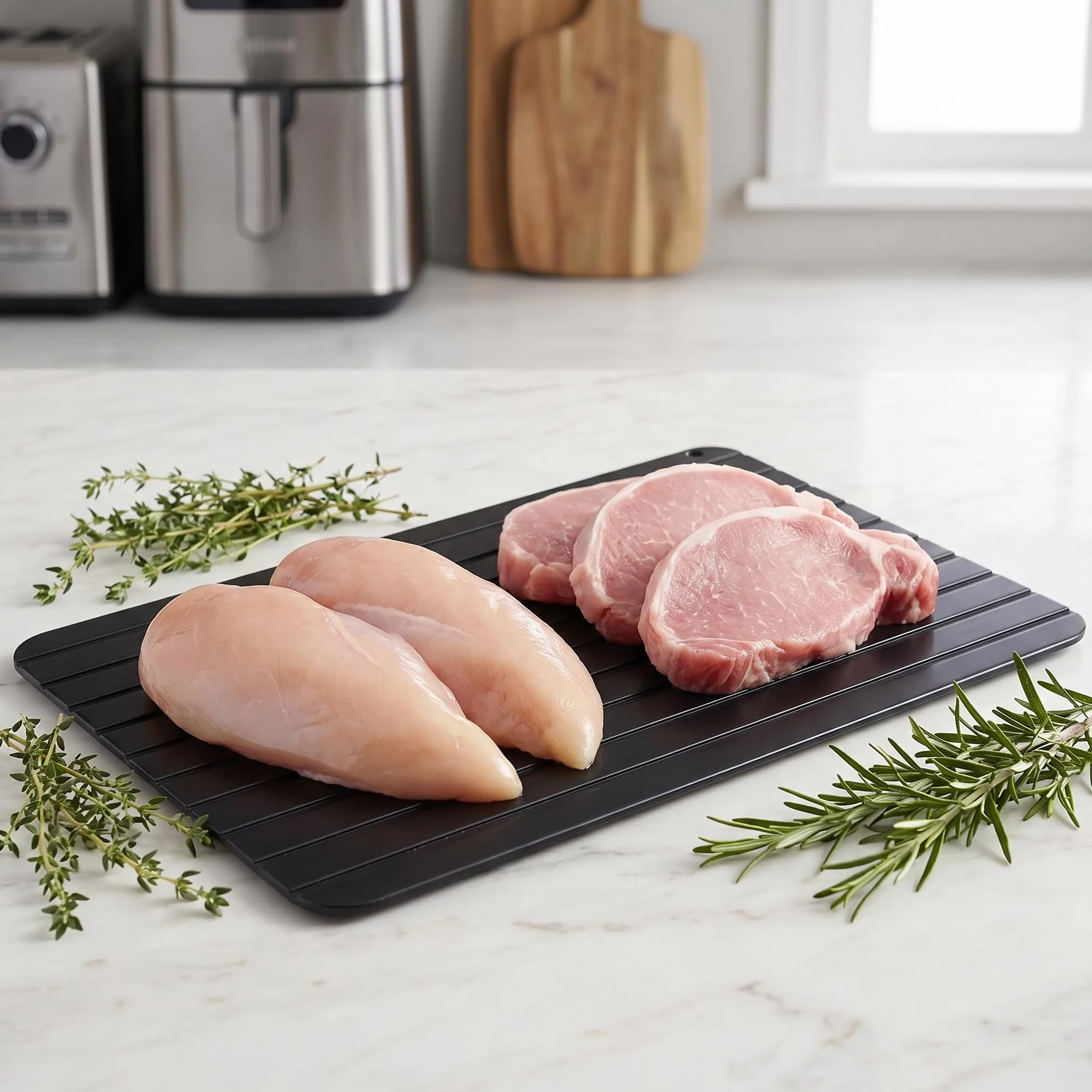 Plateau de Décongélation Rapide en Aluminium pour Viande Poisson Aliments Surgelés 29.5 x 21 x 0.2cm