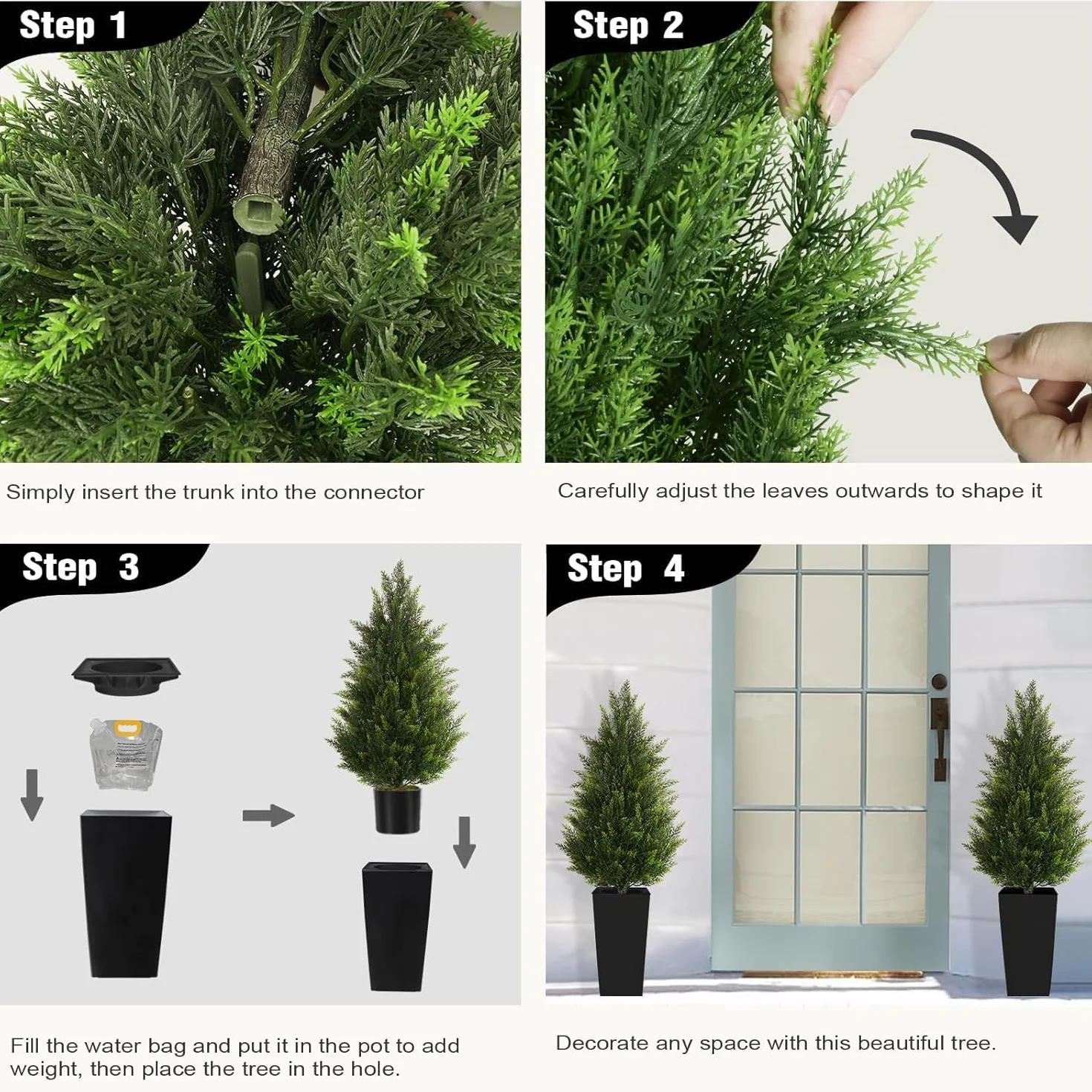Plante Artificielle Exterieur 2 Pack Arbre Topiaire Cèdre Cyprès Artificiel en Pot Décoration Jardin