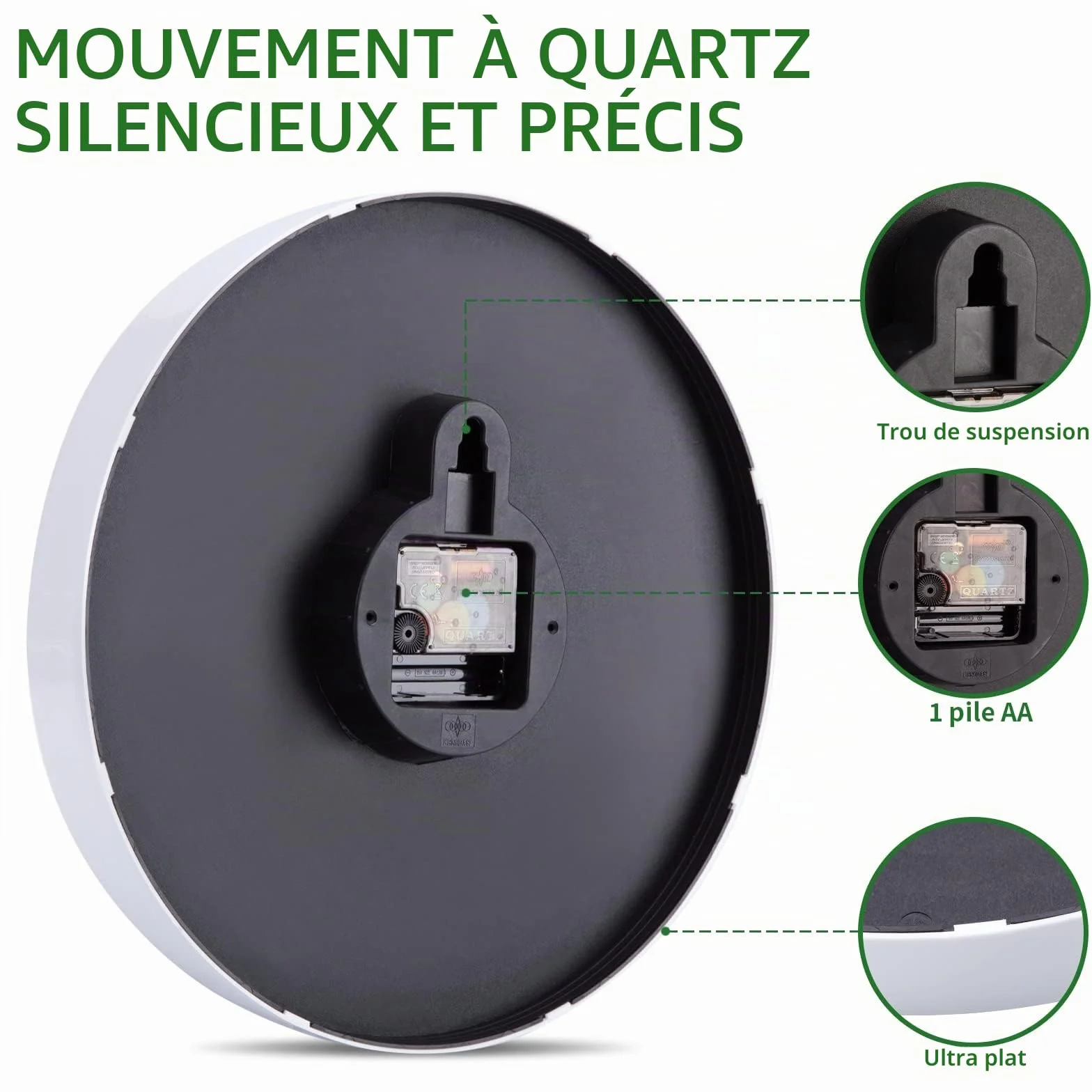 ACCSHINE Horloge Murale Numérique Silencieuse 25 cm Design Moderne
