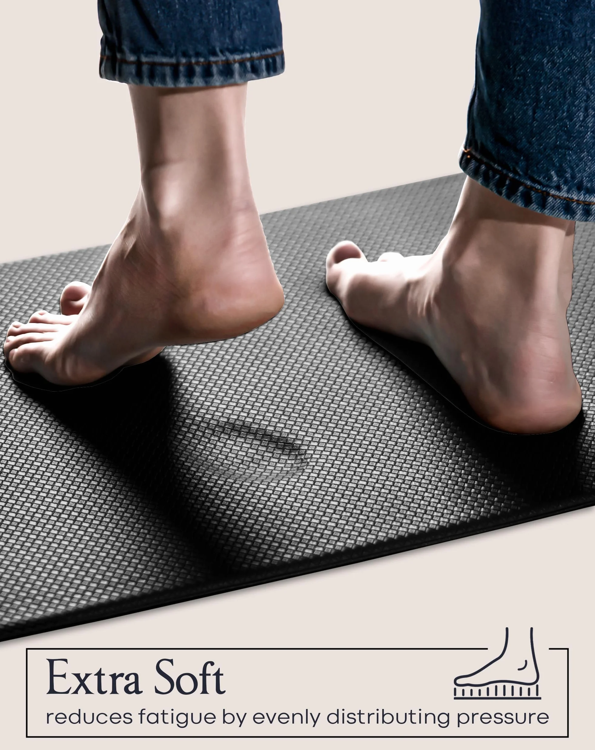 Homergy Tapis de Cuisine Anti-Fatigue 2 Pièces, Ergonomiques en Mousse Mémoire 0,4", Antidérapants & Imperméables, Confort - 44×77 cm et 44×150 cm