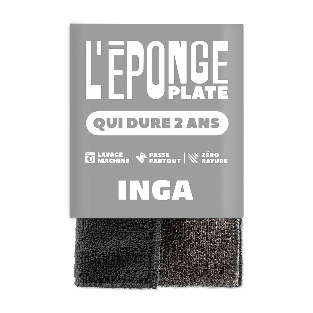Eponges Plates Réutilisables Lavables INGA - Face Grattante et Absorbante