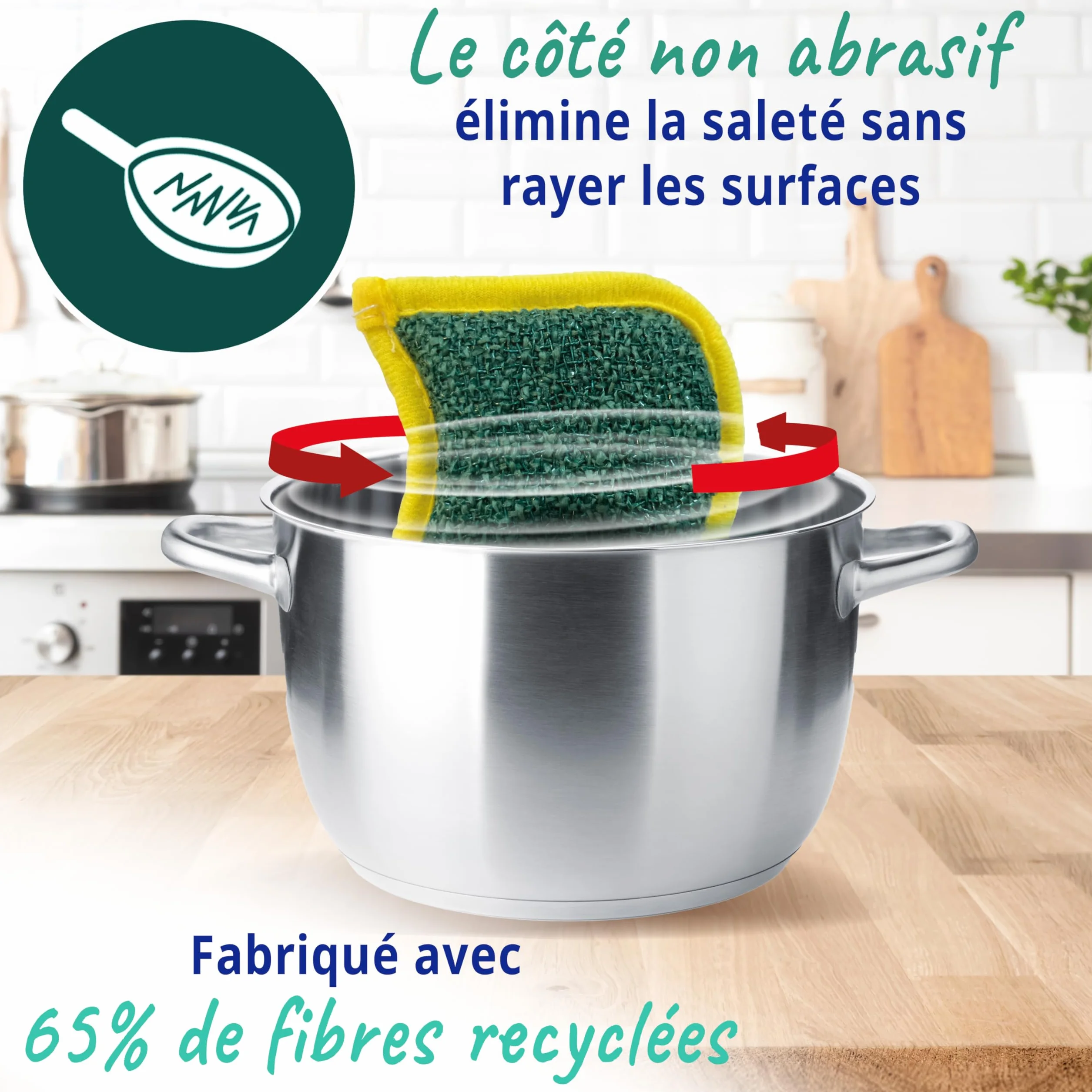 Spontex Flex & Wash Éponges réutilisables microfibre double face 4 pièces