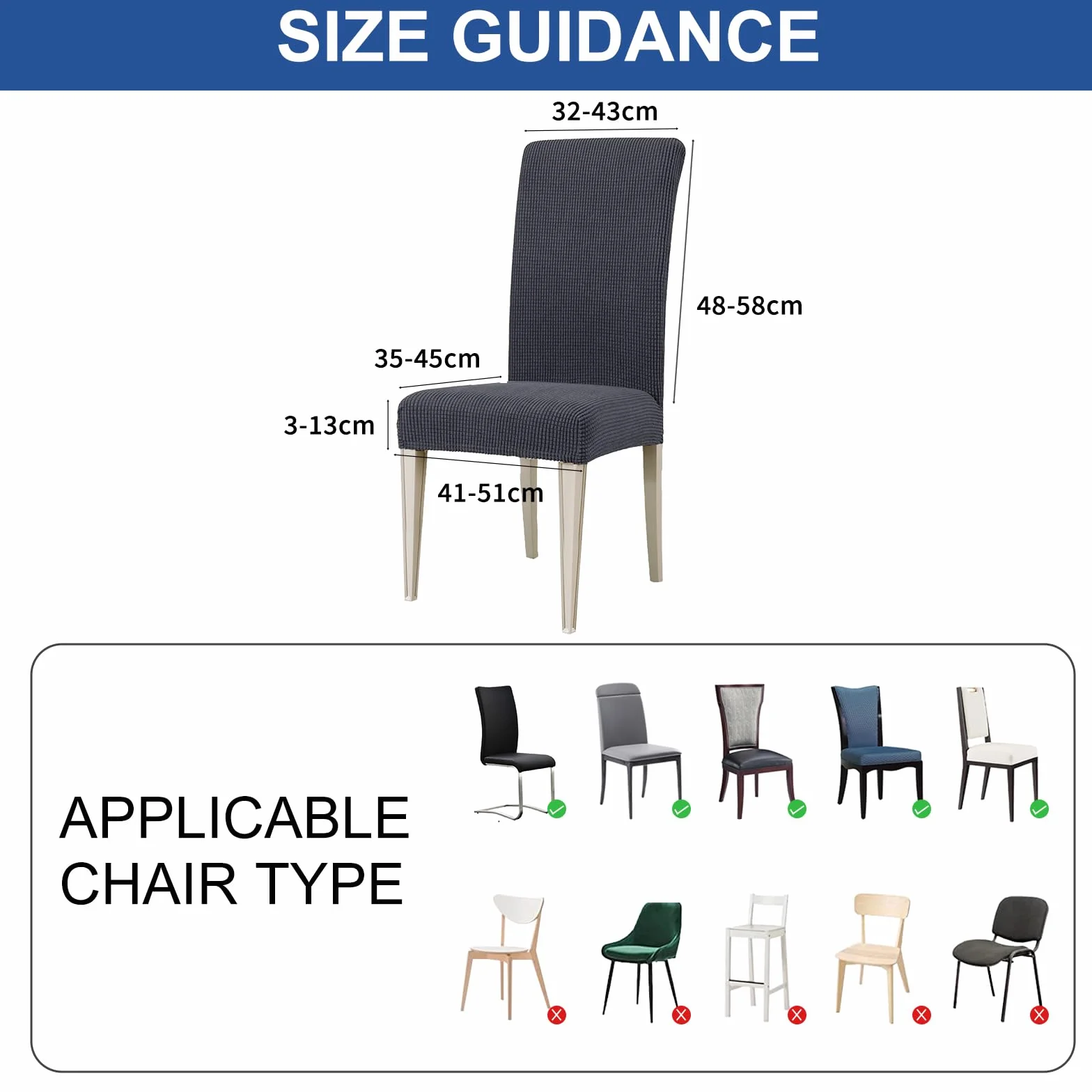 Ystyle Housse de Chaise 4 Pièces, Extensible, Lavable, Couvre Chaise Universel, Gris