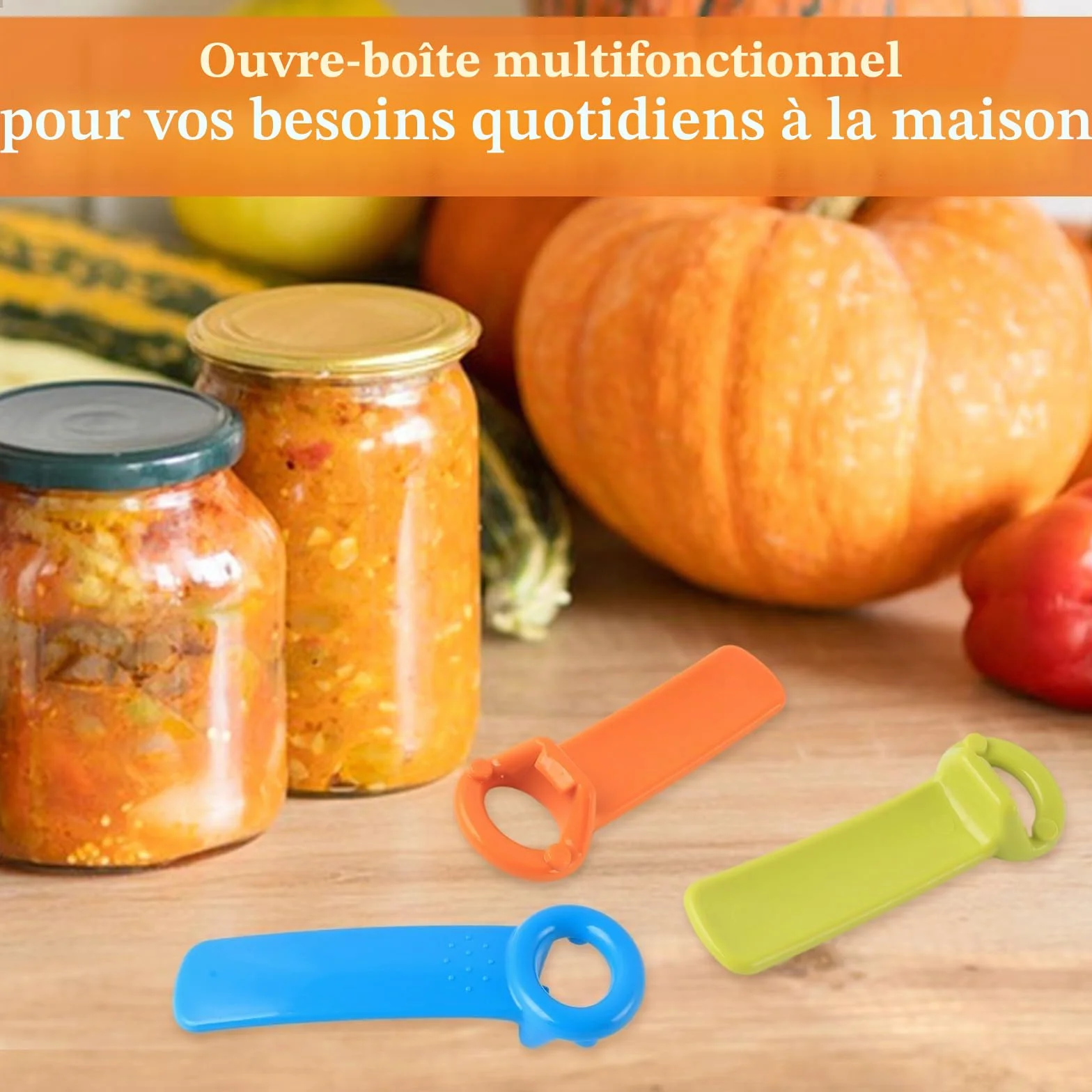 Ouvreur de Bocaux Manuel 3 Pièces, Ouvre Bocal Sans Effort pour Personnes Âgées Enfants Femmes Mains Fragiles