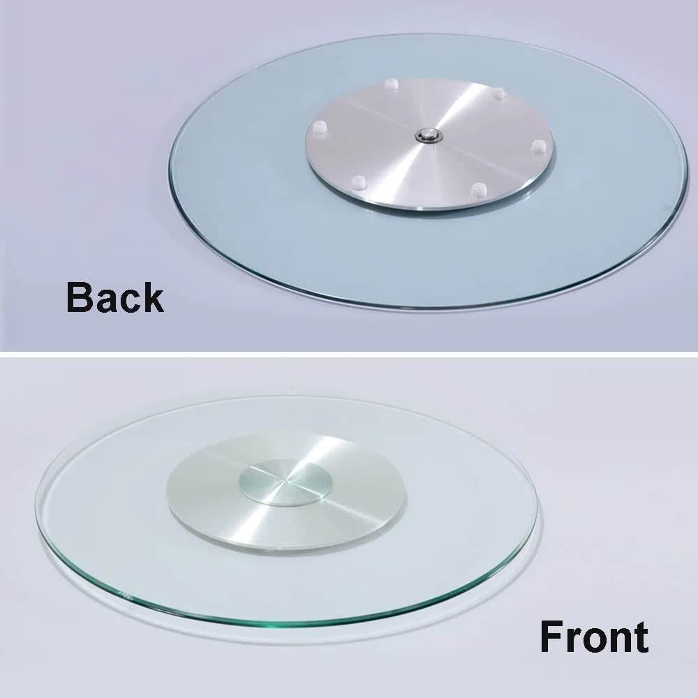 Lazy Susan Plateau tournant rond en verre transparent pour table de salle à manger 83,8 cm, 88,9 cm, 99,1 cm, 109,2 cm