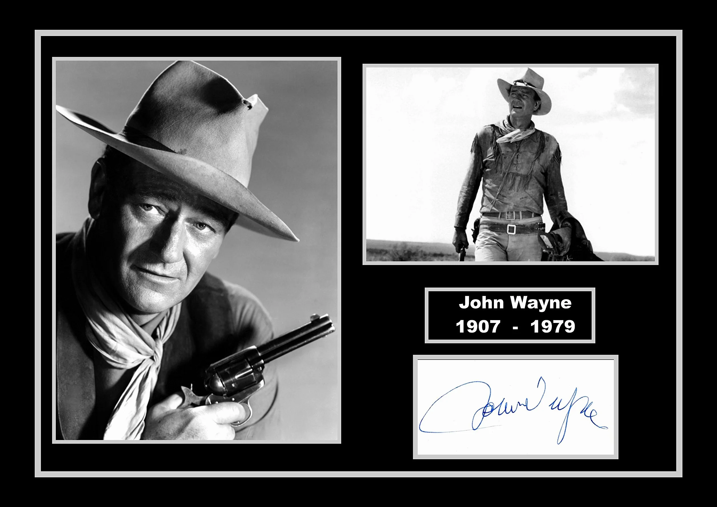 Photo dédicacée John Wayne - Impression d'art encadrée Western