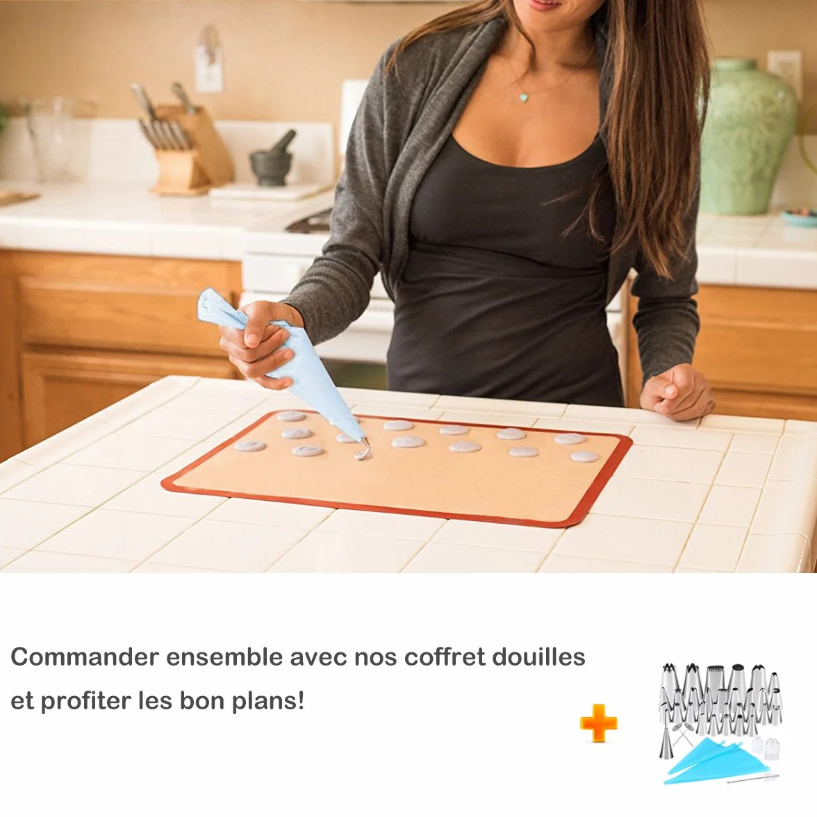 Tapis de Cuisson en Silicone 2 Pièces Sans BPA Anti-Adhérent 40x30cm
