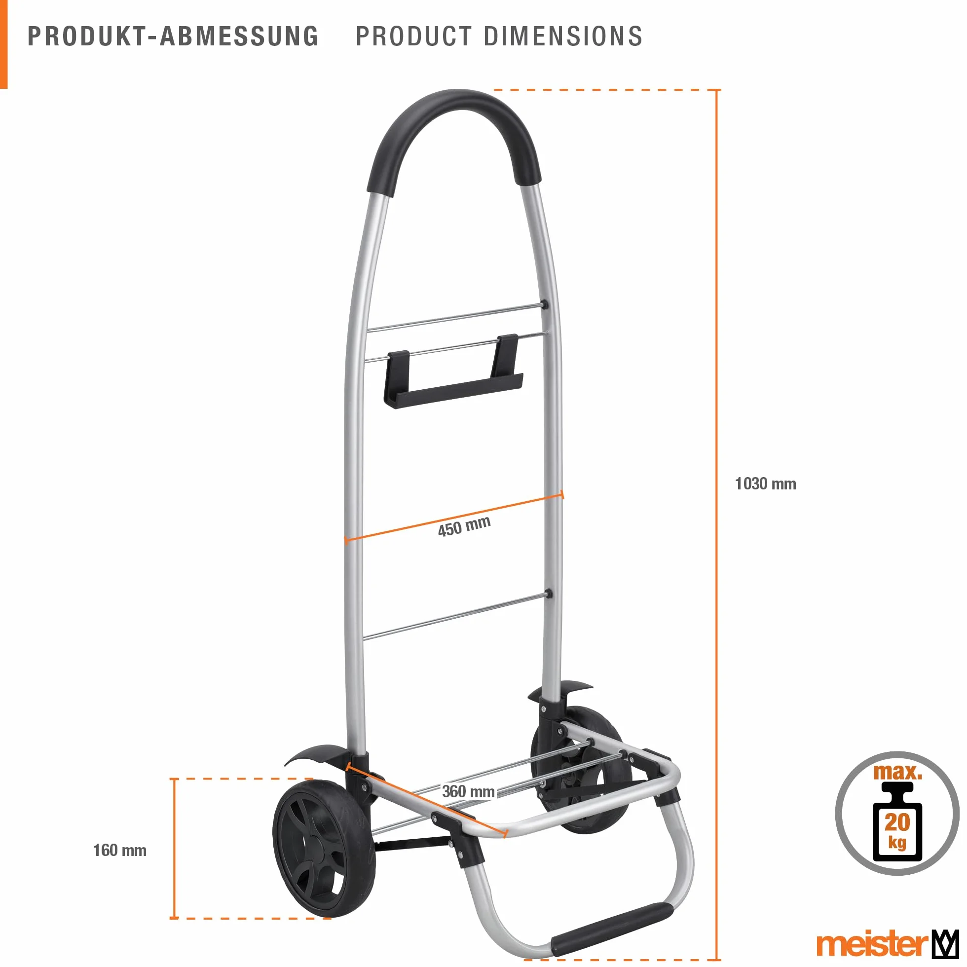 Chariot de Courses Meister 56 Litres Roues Larges Compartiment Réfrigérant Sac Amovible Pliable