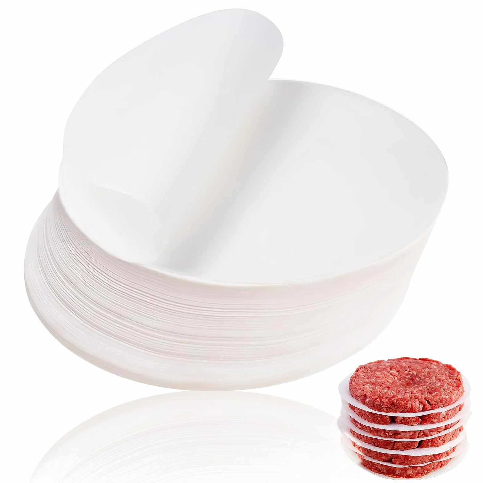 JINSIHU Papier Parchemin Antiadhésif 500 Pièces 11cm Rond pour Burgers Steaks Hachés Barbecue