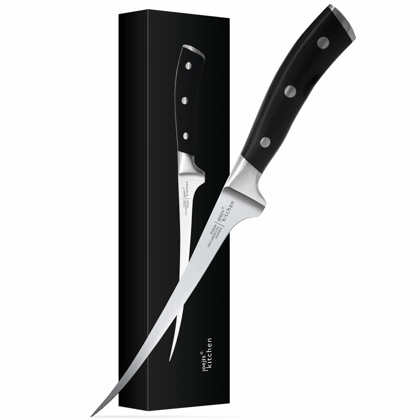 Couteau Filet Poisson Professionnel Acier Inoxydable 31 cm Noir