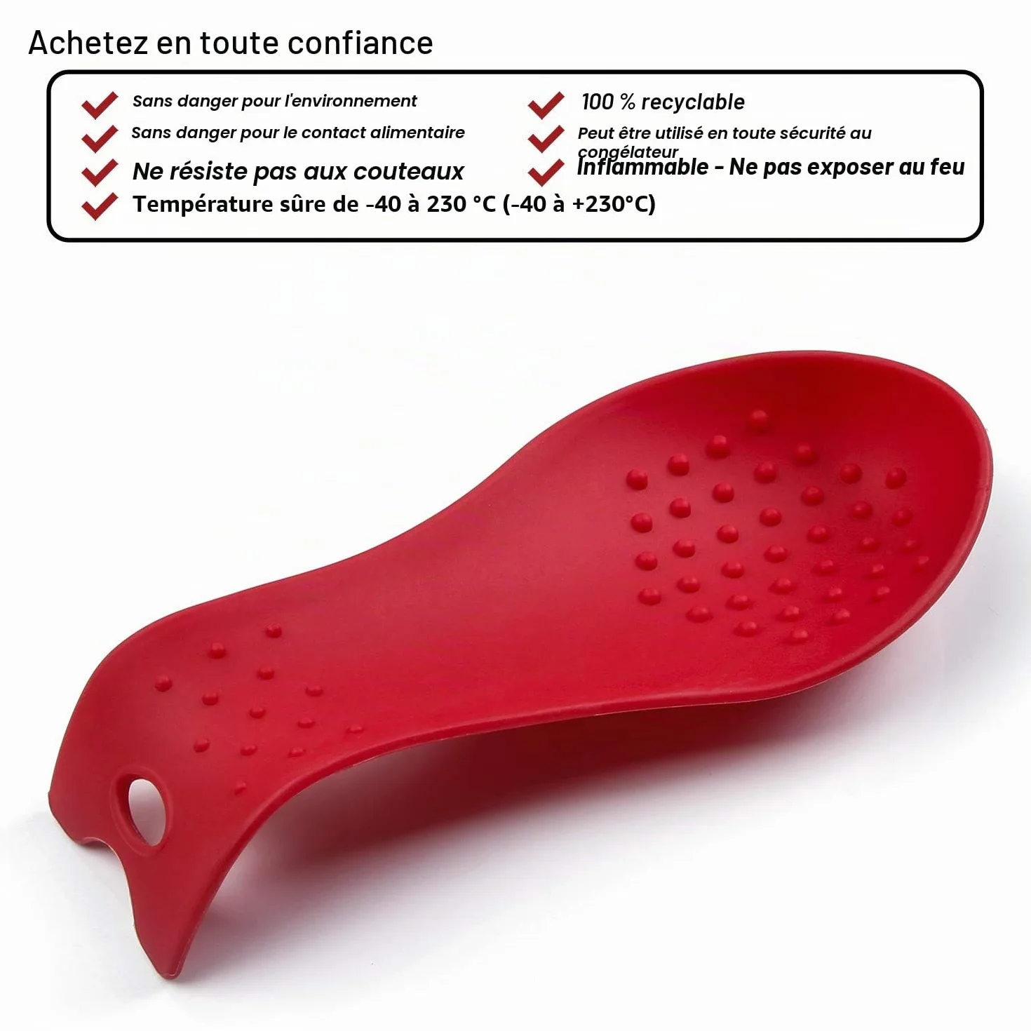 Repose-cuillère en silicone pour cuisinière, lot de 2, rouge
