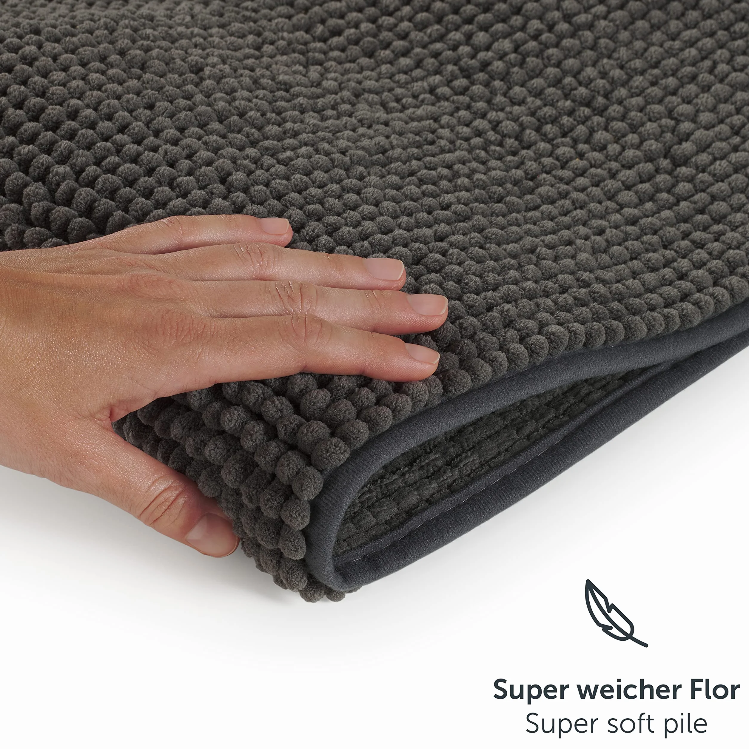 Tapis de Bain Absorbant Antidérapant Oeko-Text 60x40 Gris foncé