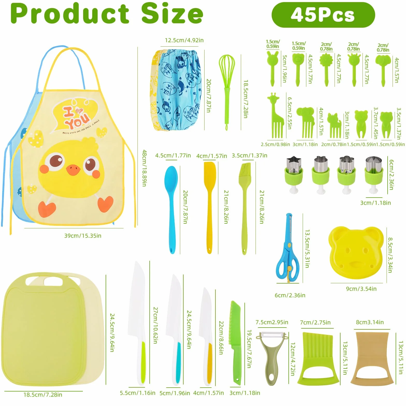 Montessori Lot de 43 couteaux pour enfants Ustensiles de cuisine en plastique 3-12 ans avec cutter