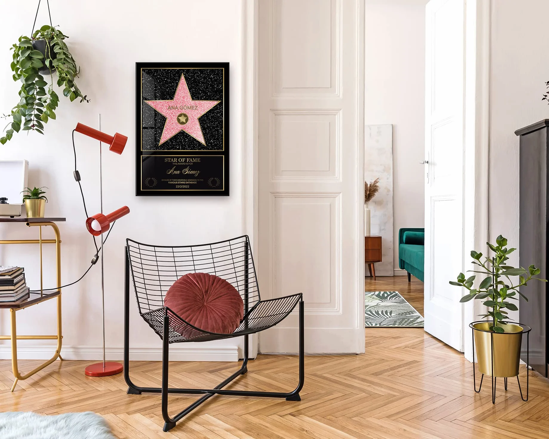 Panorama Étoile de la Renommée 21x30 cm - Cadre Personnalisé Star du Cinéma - Certificat Walk of Fame - Cadeau Original